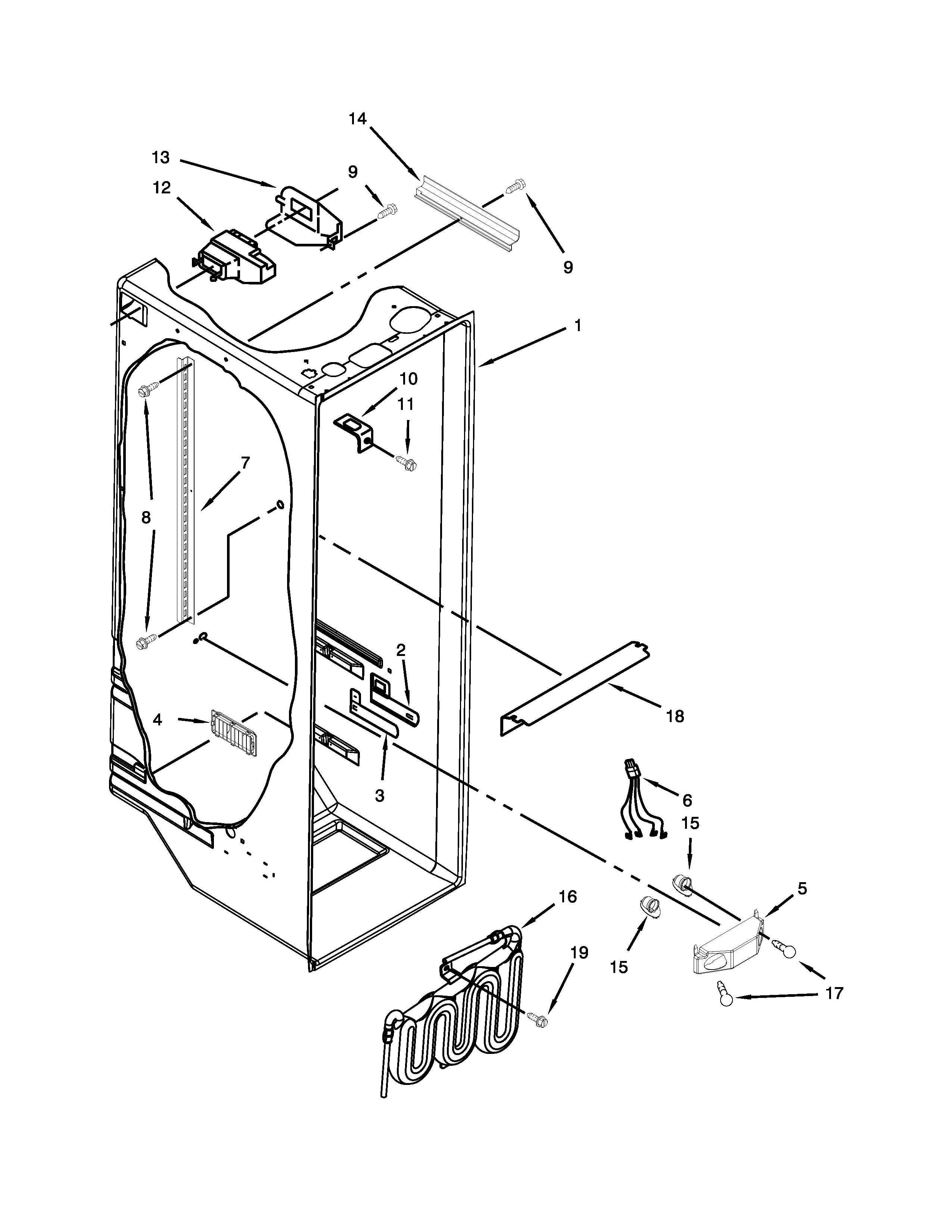 Amana ASD2526VES00 refrigerator liner parts diagram