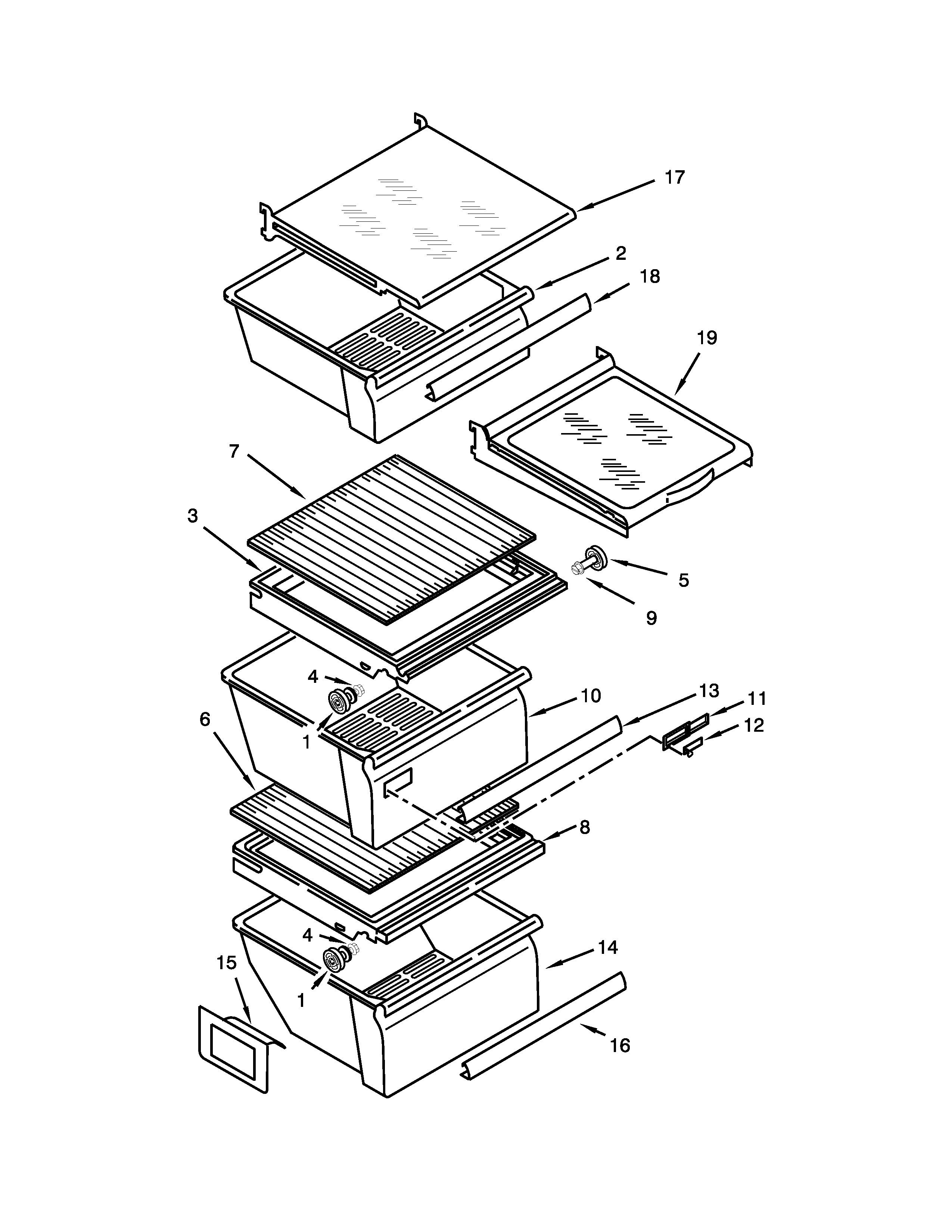 Amana ASD2526VES00 refrigerator shelf parts diagram