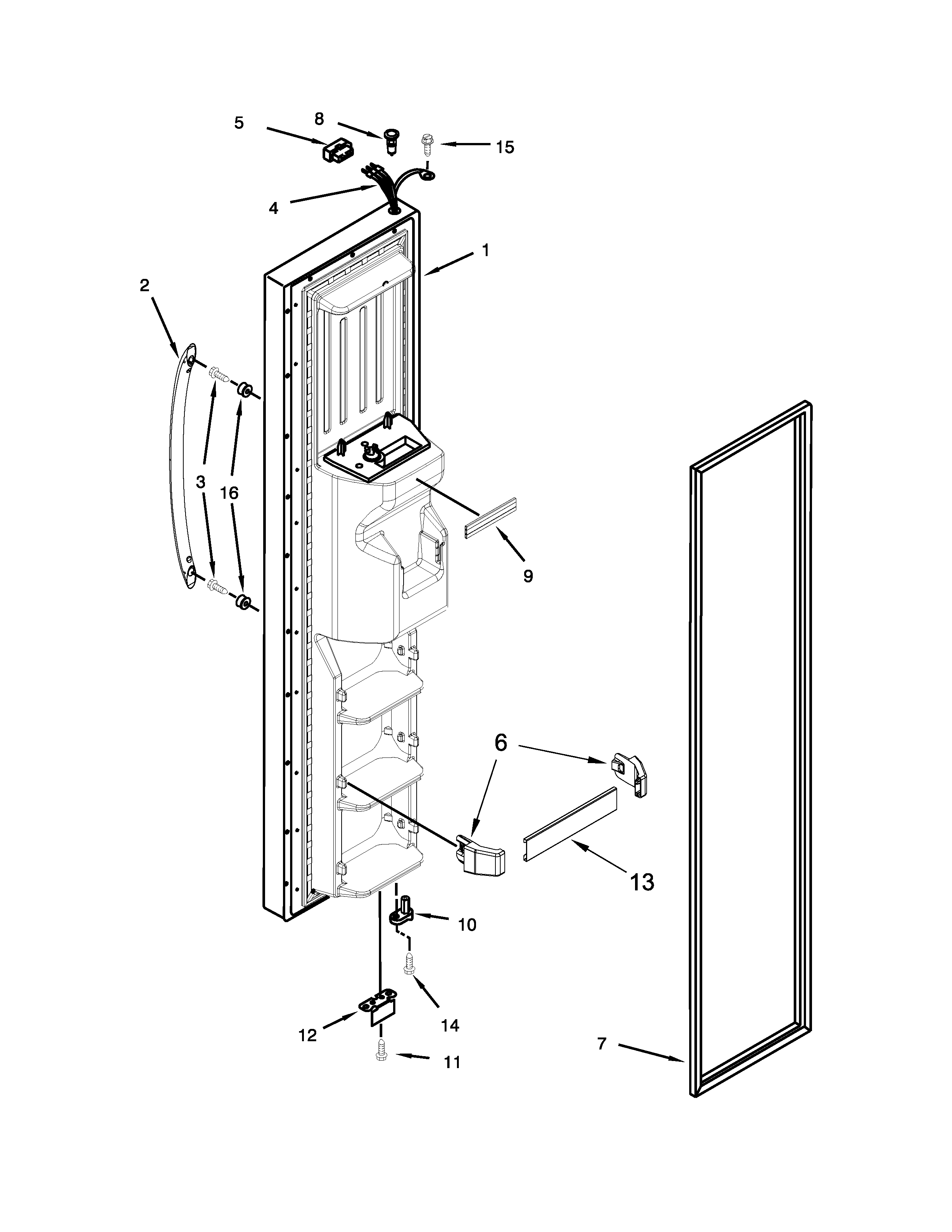 Amana ASD2526VES00 freezer door parts diagram