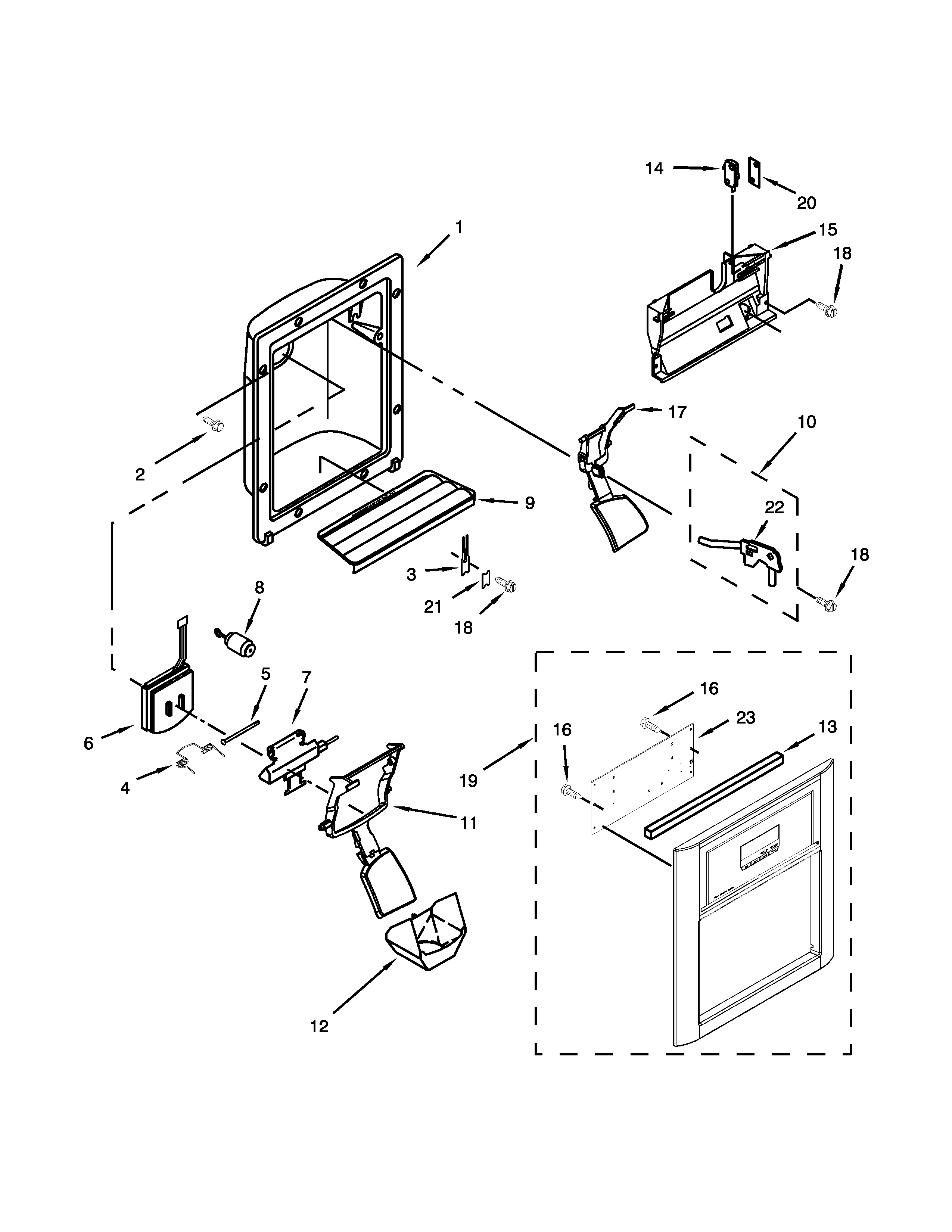 Amana ASD2526VES00 dispenser parts diagram