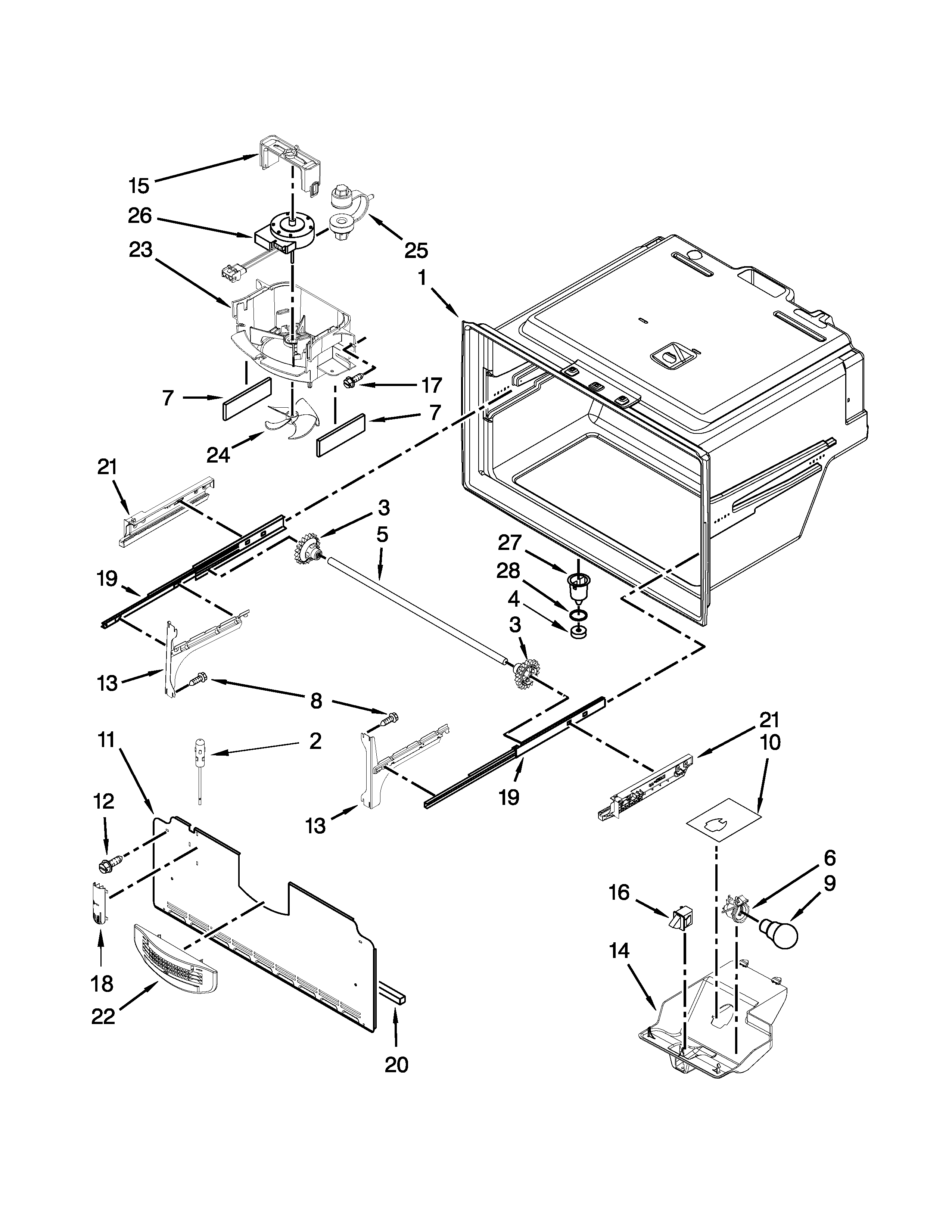Maytag MFI2665XEM7 freezer liner parts diagram