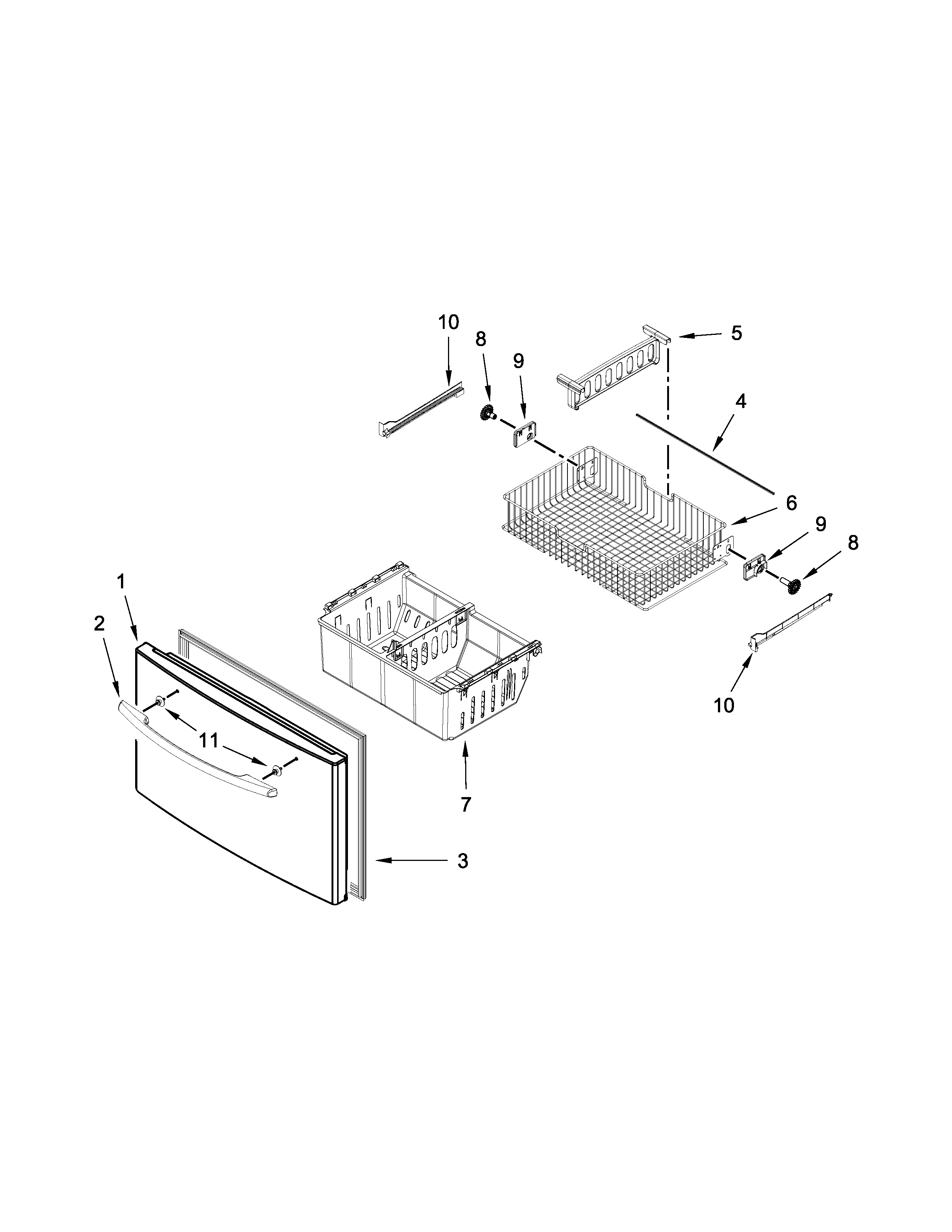 Maytag MFI2665XEM7 freezer door parts diagram