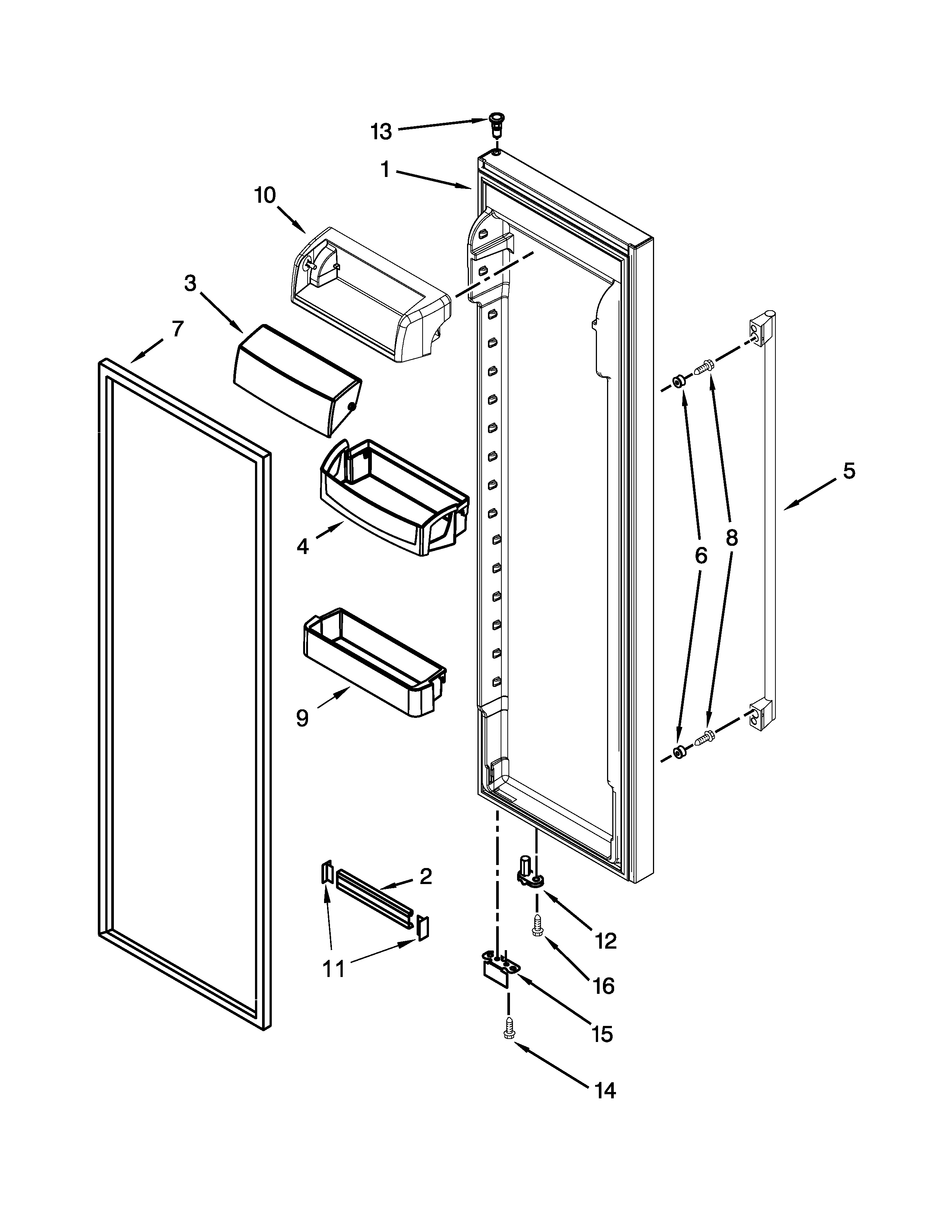 Ikea ID3CHEXVS00 refrigerator door parts diagram