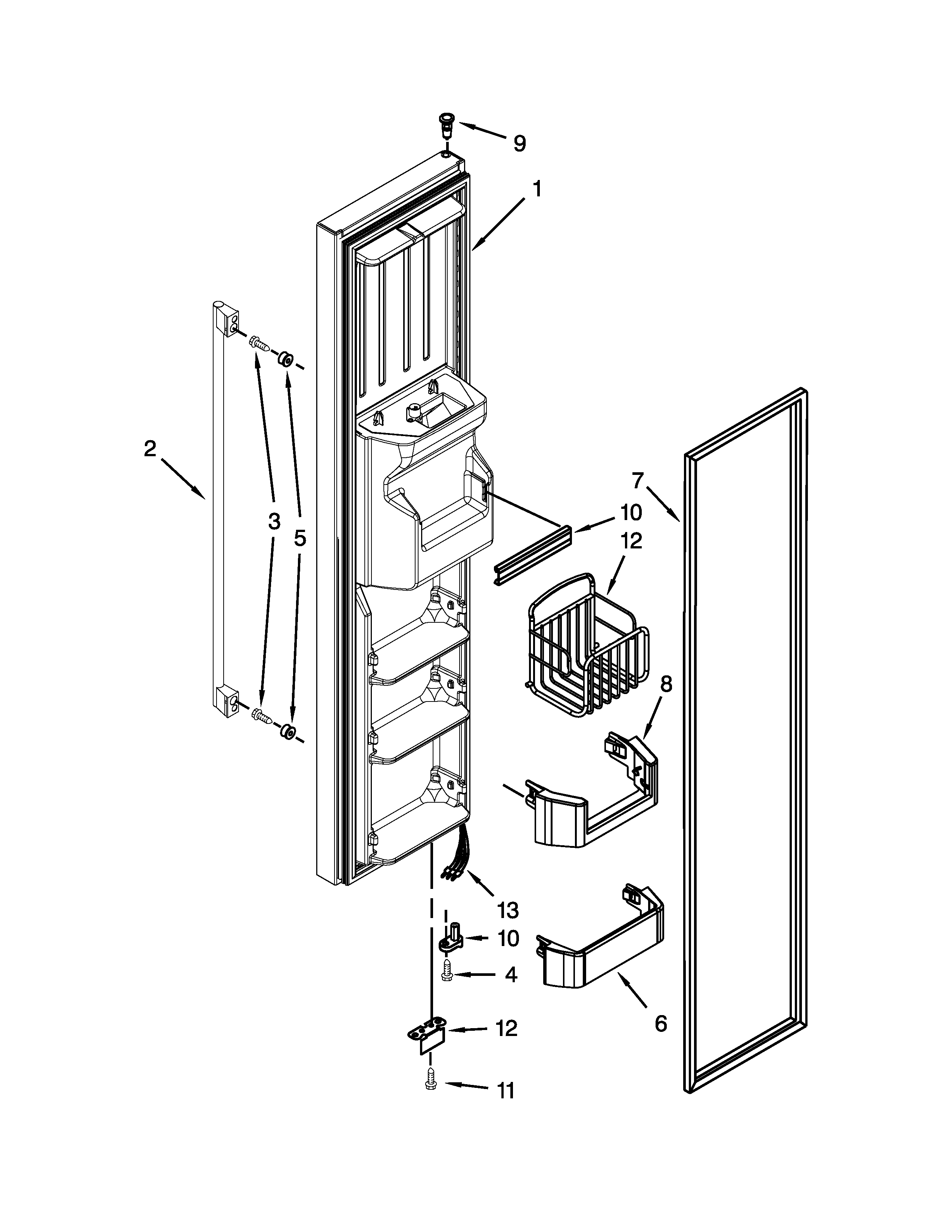 Ikea ID3CHEXVS00 freezer door parts diagram