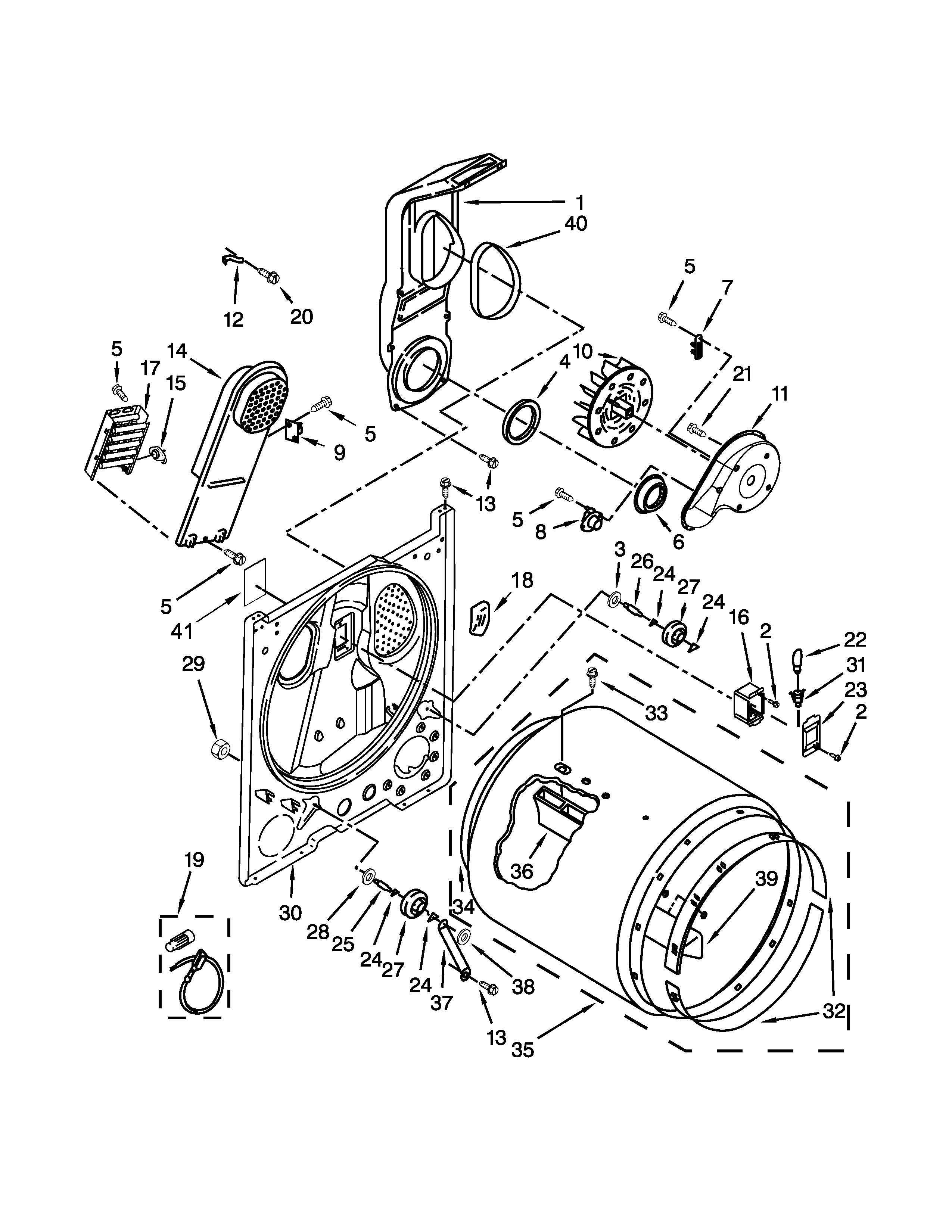 Whirlpool WED4915EW0 bulkhead parts diagram