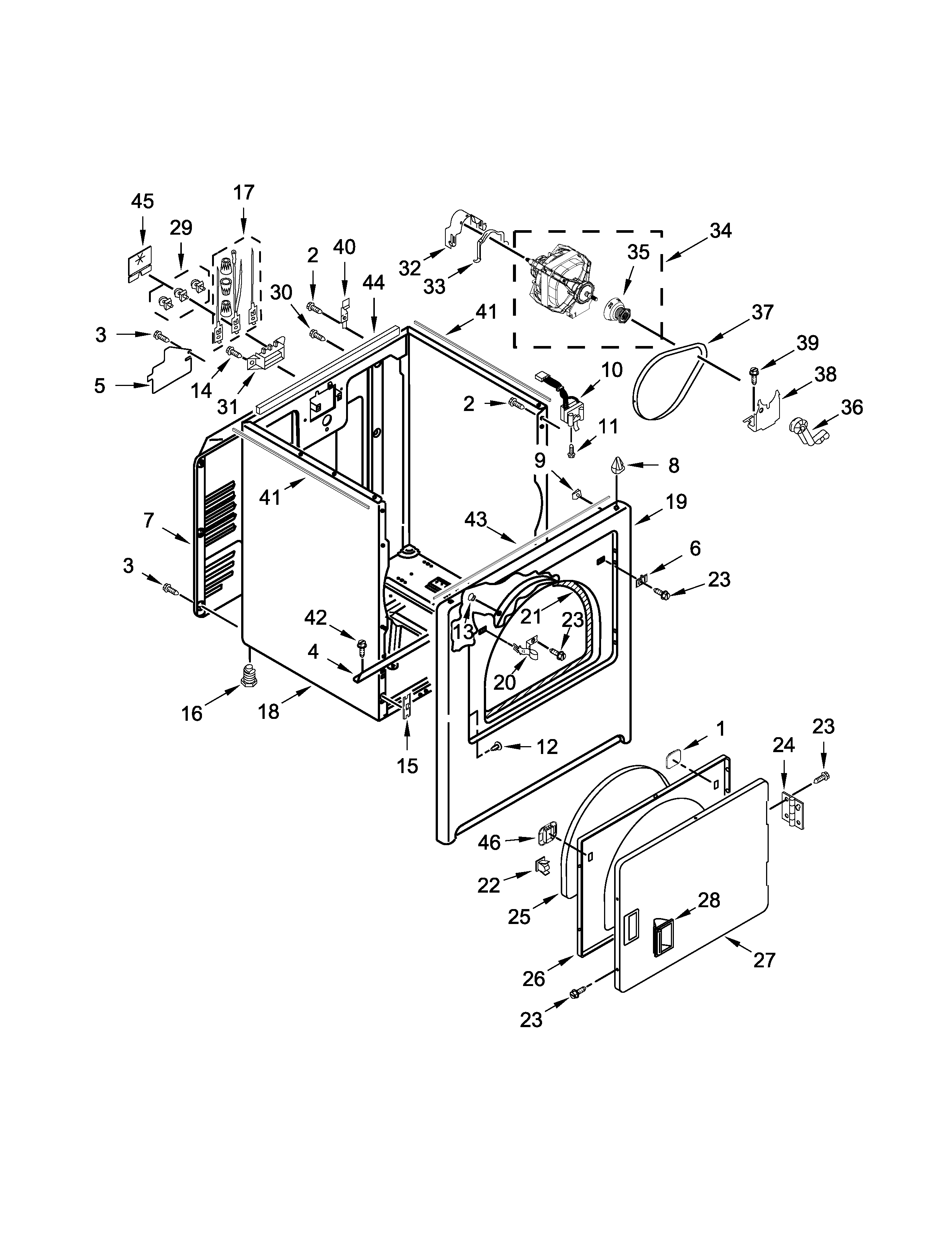Maytag MEDC415EW0 cabinet parts diagram