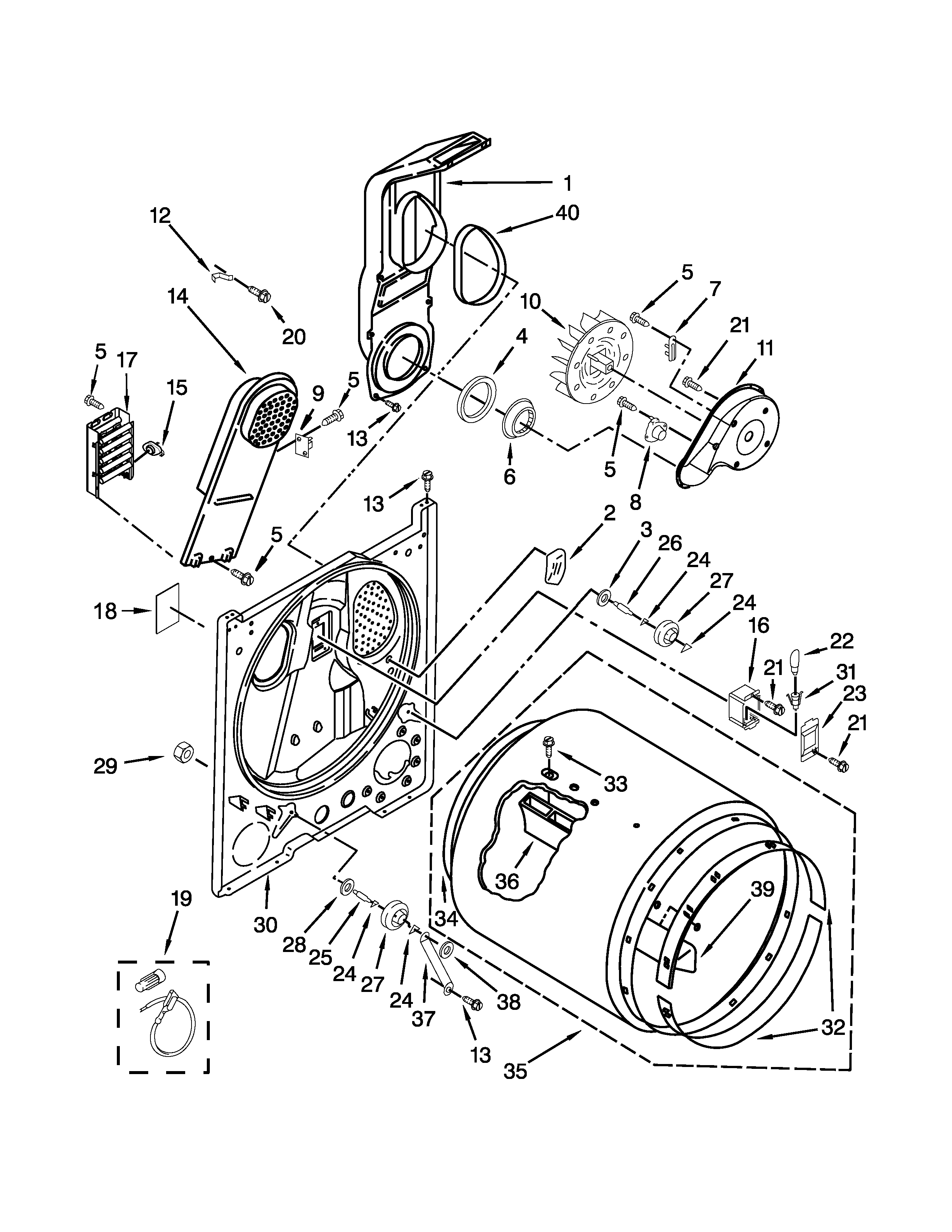 Maytag MEDC415EW0 bulkhead parts diagram
