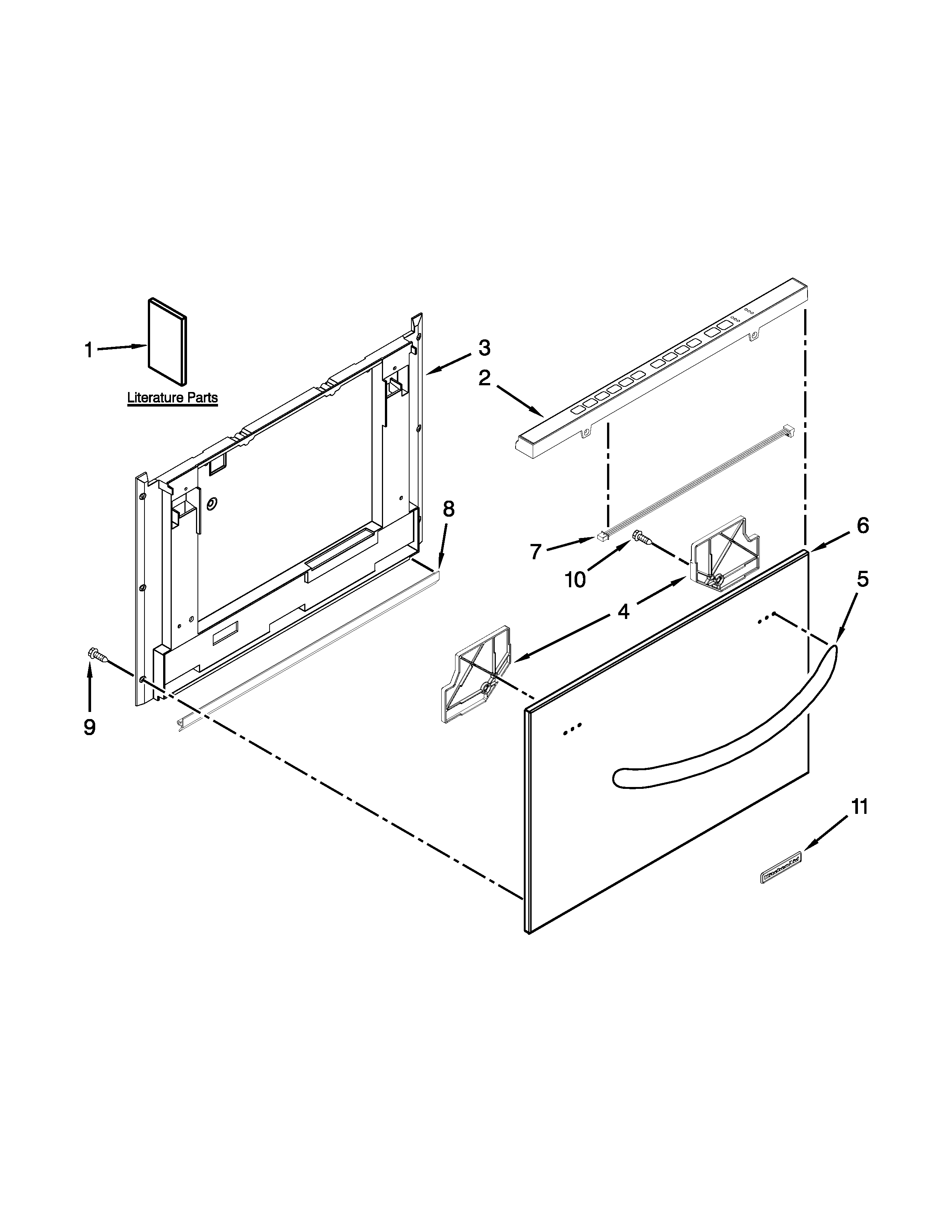 KitchenAid KUDH03DTBL2 front panel parts diagram