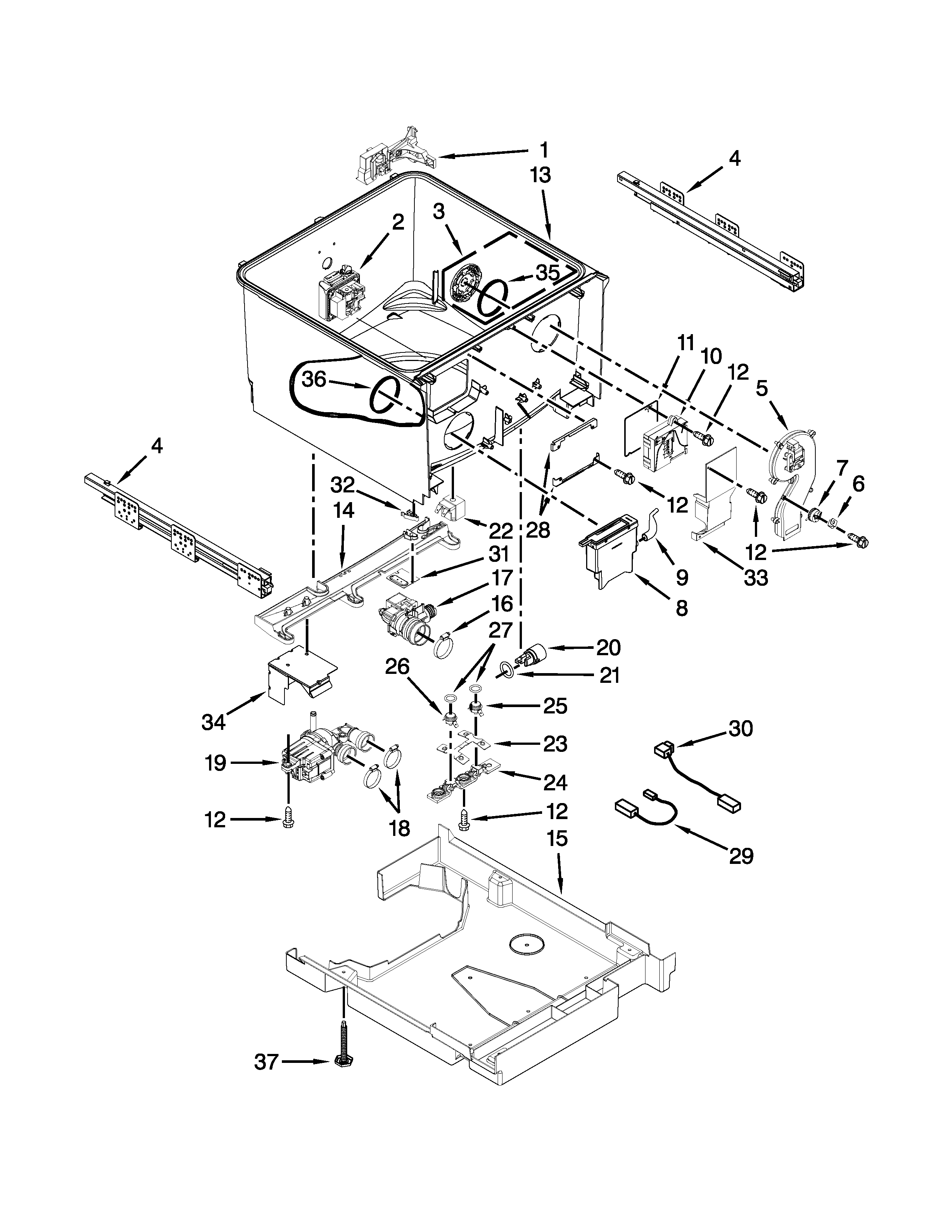 KitchenAid KUDH03DTBL2 tub parts diagram