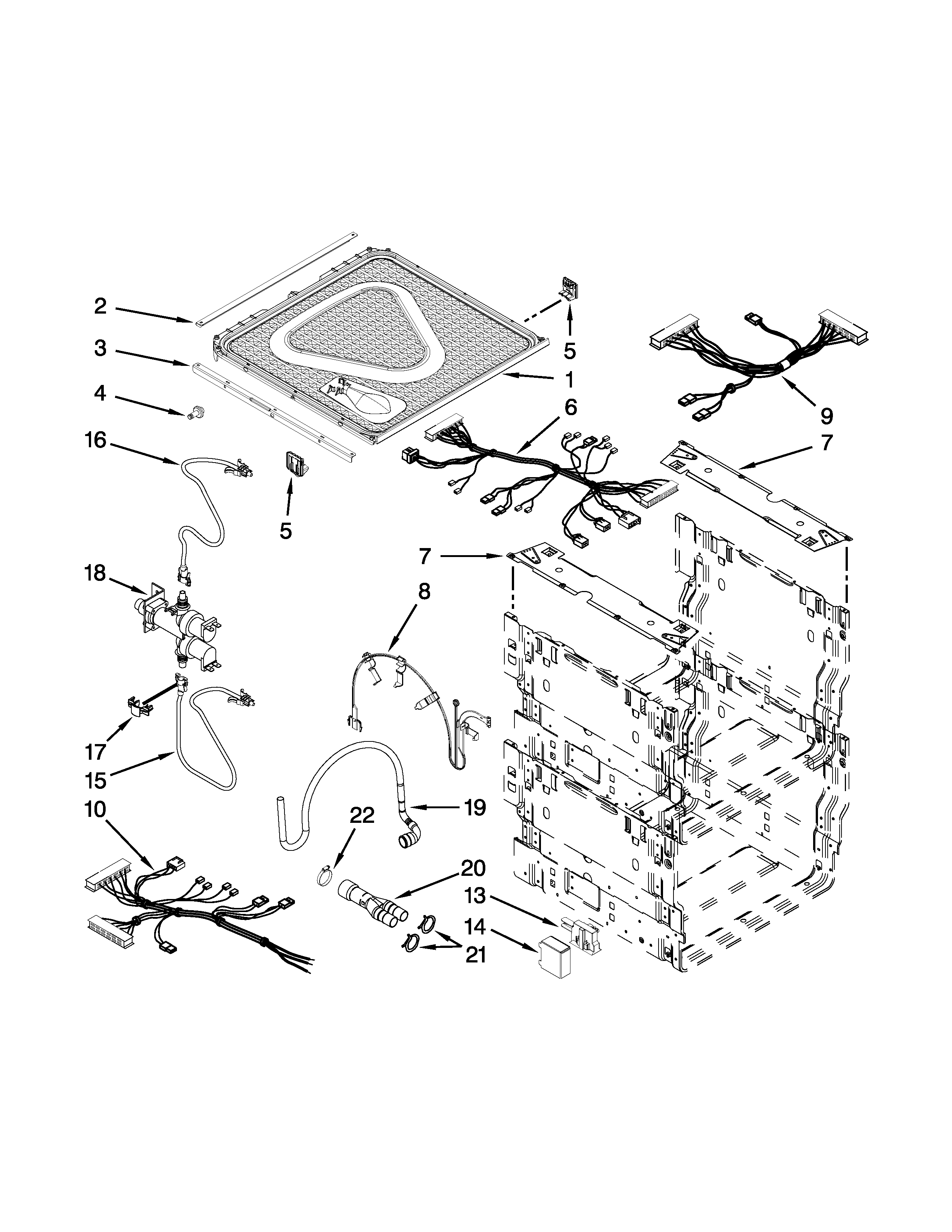 KitchenAid KUDH03DTBL2 frame and lid parts diagram