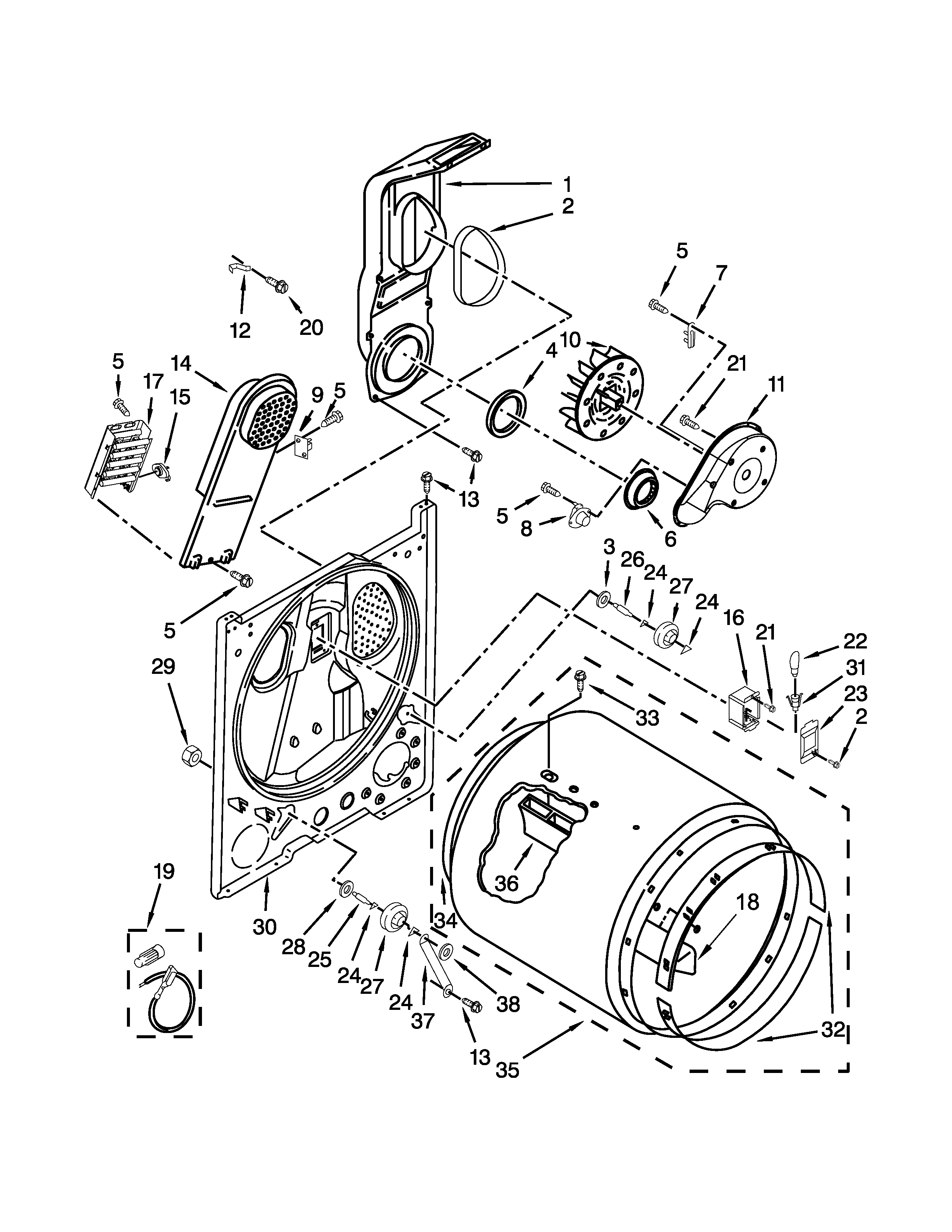 Whirlpool WED4810EW0 bulkhead parts diagram