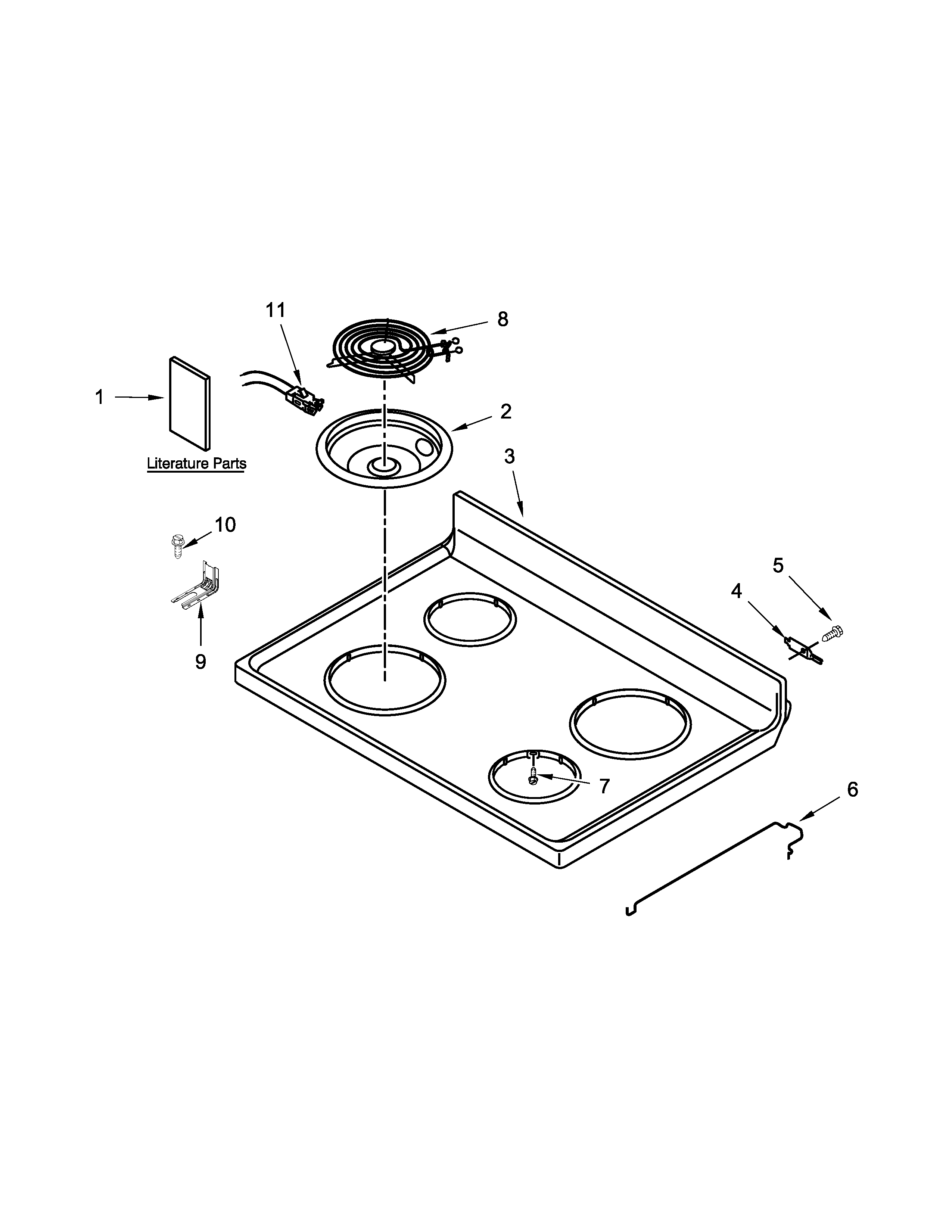 Whirlpool WFC150M0EB0 cooktop parts diagram
