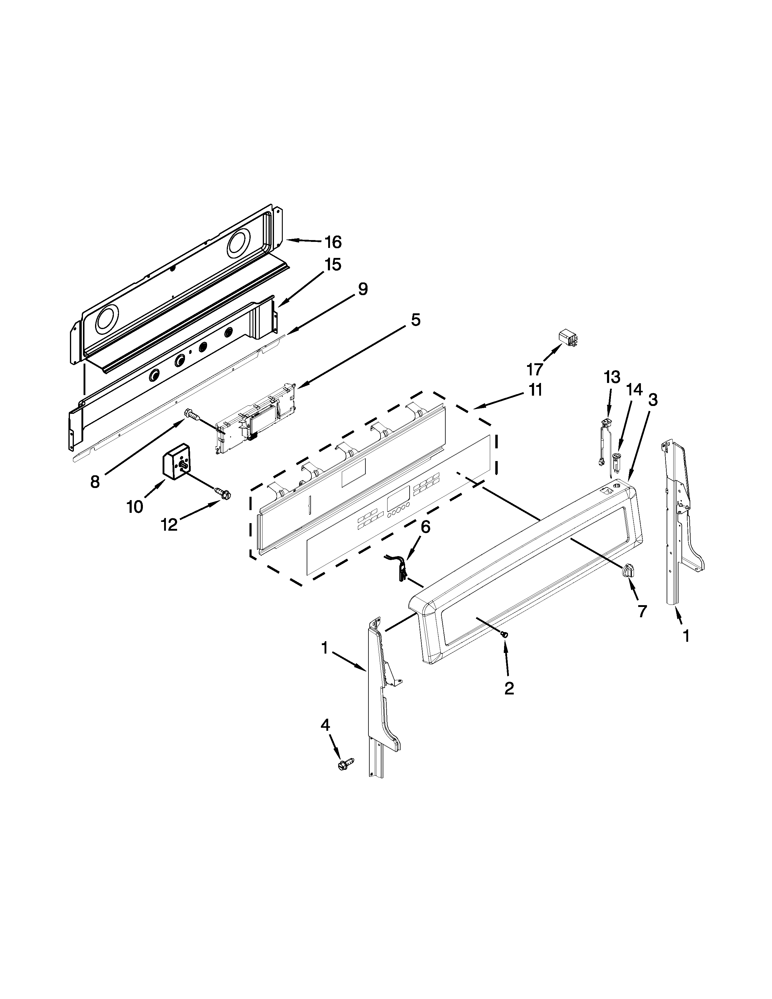 Maytag YMET8720DS01 control panel parts diagram