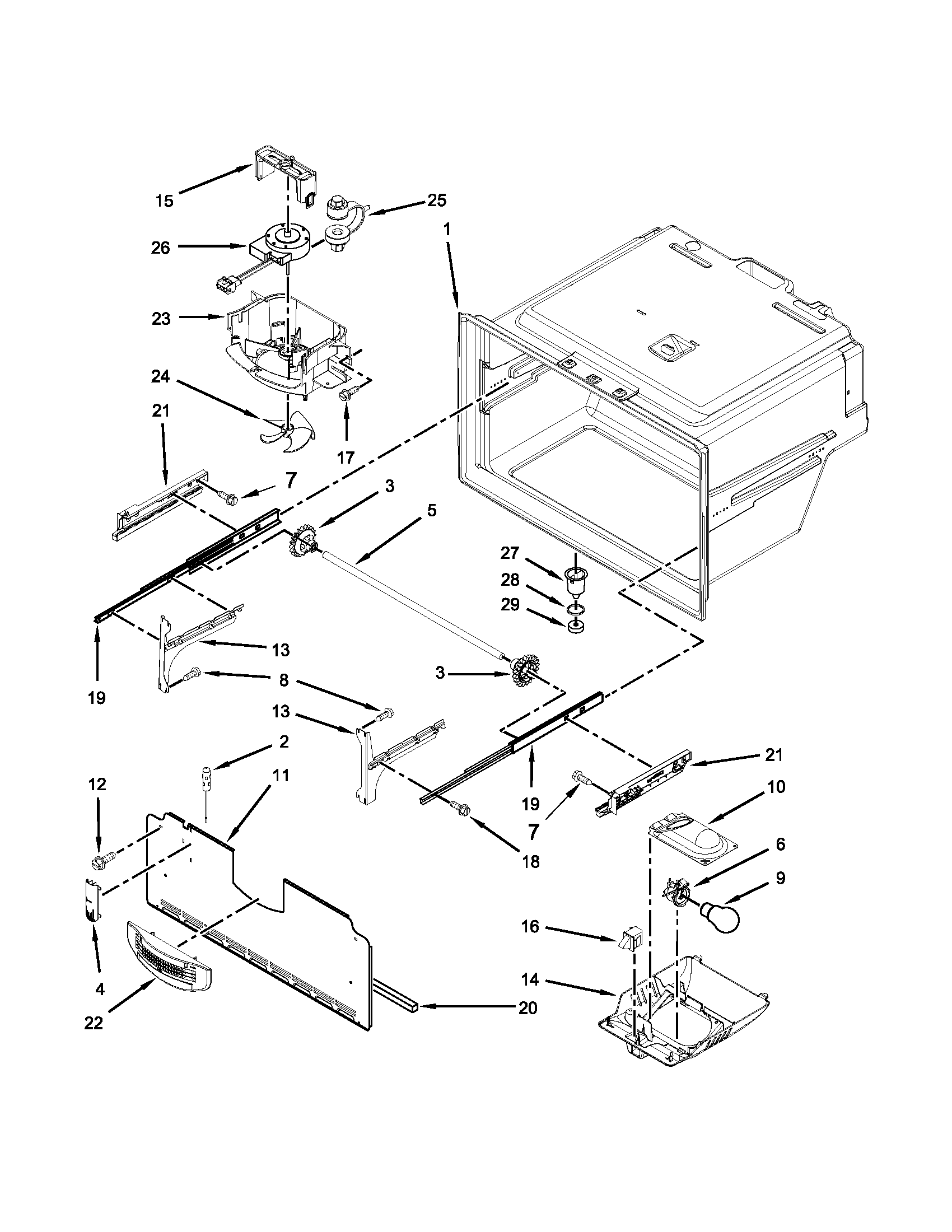 Maytag MFI2269VEM10 freezer liner parts diagram