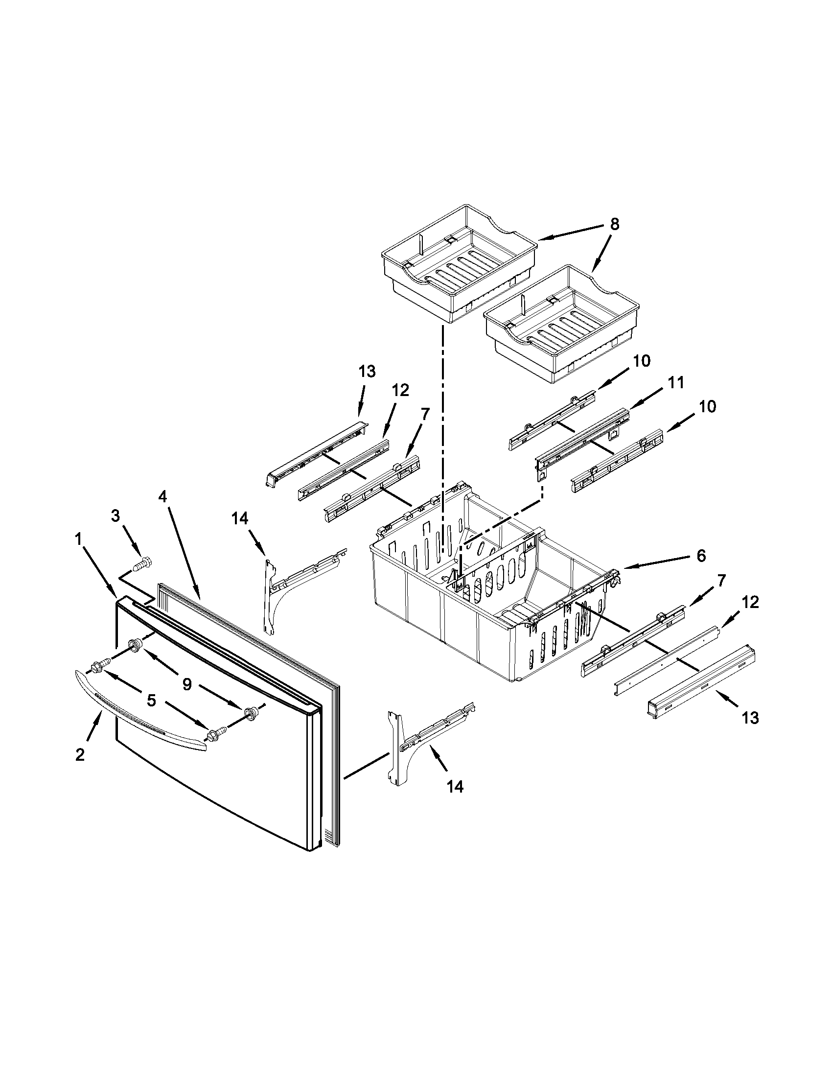 Maytag MFI2269VEM10 freezer door parts diagram