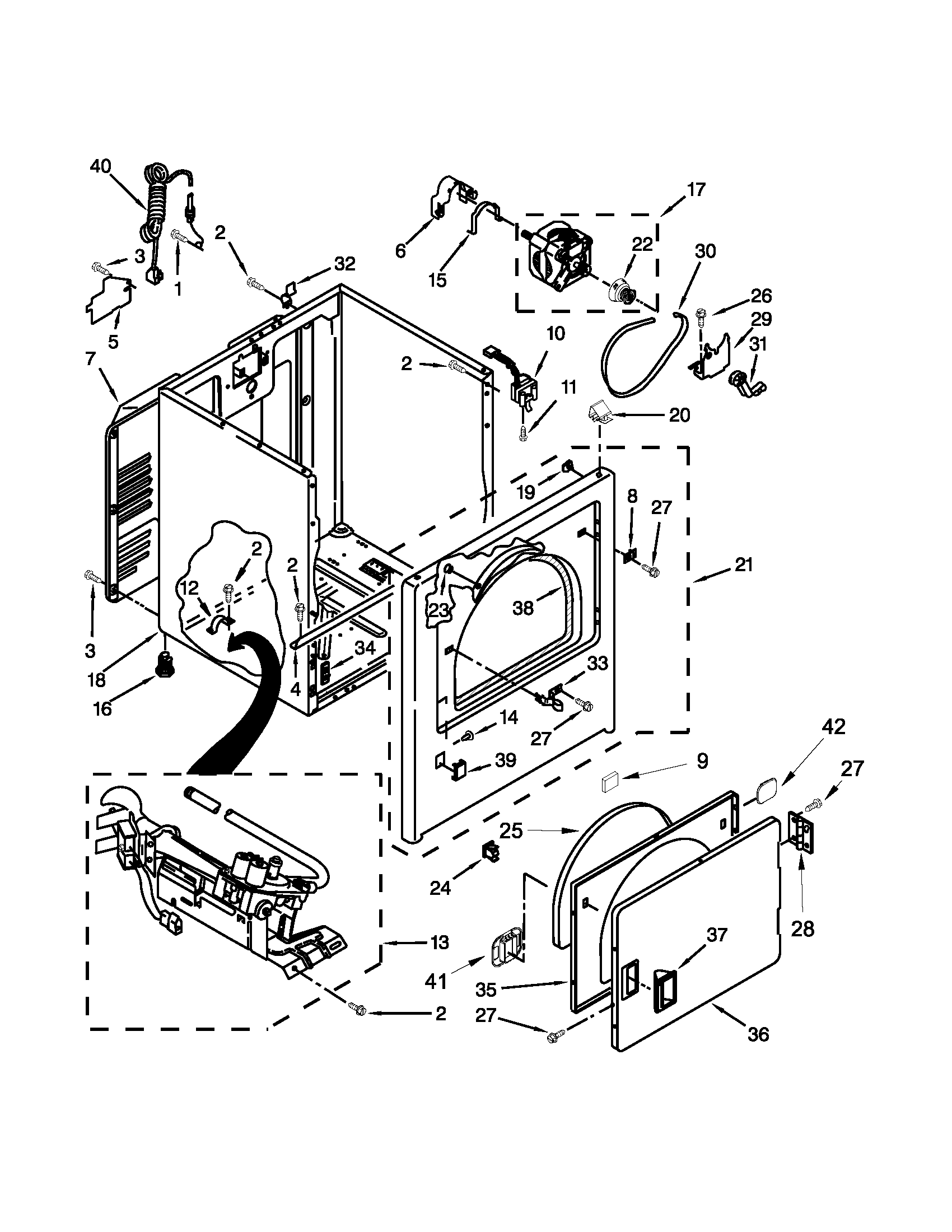 Amana NGD4655EW0 cabinet parts diagram