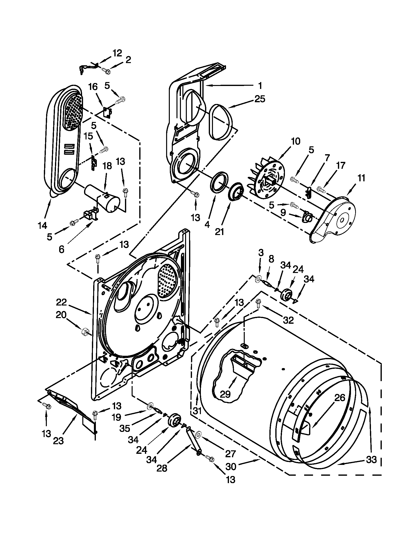 Amana NGD4655EW0 bulkhead parts diagram