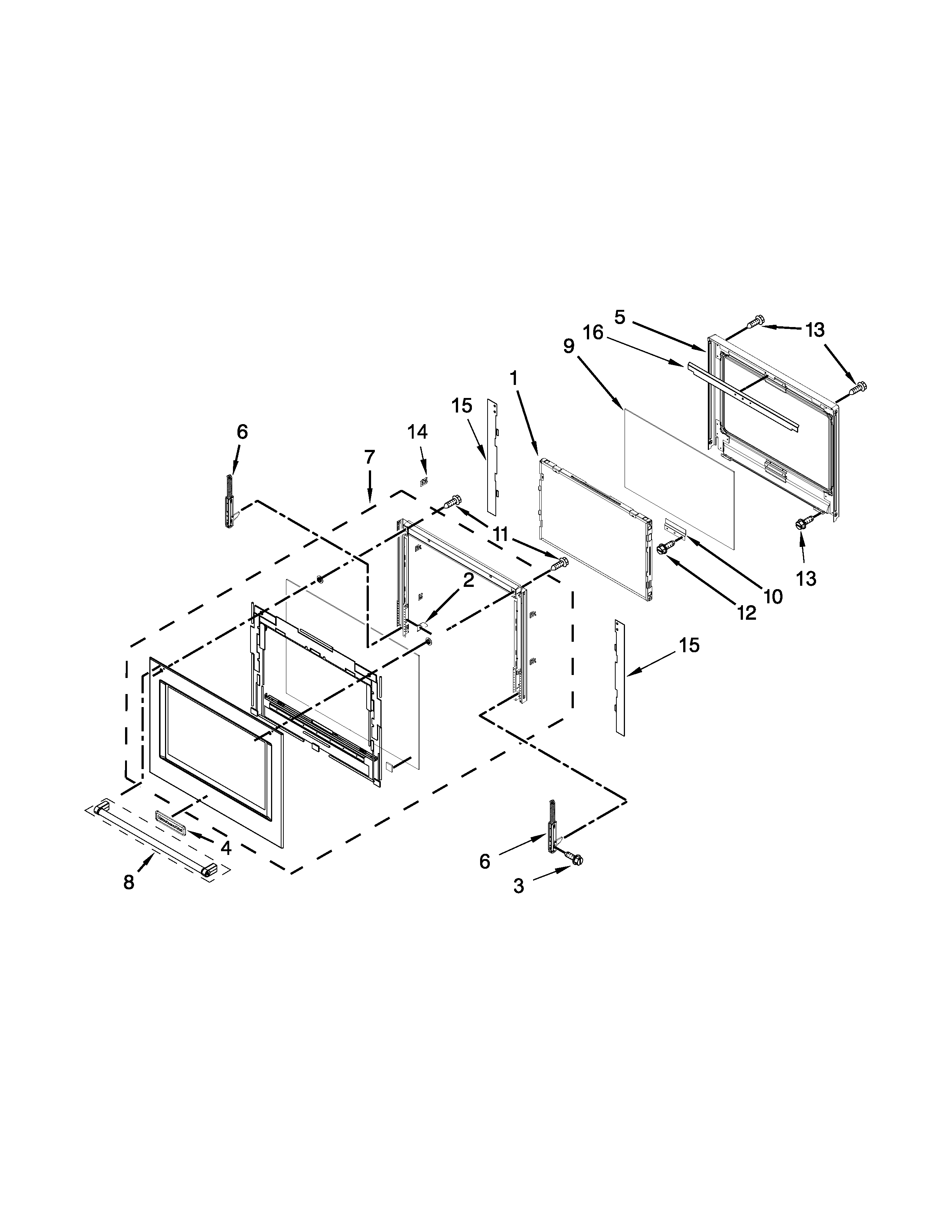 KitchenAid KODT100ESS00 lower oven door parts diagram