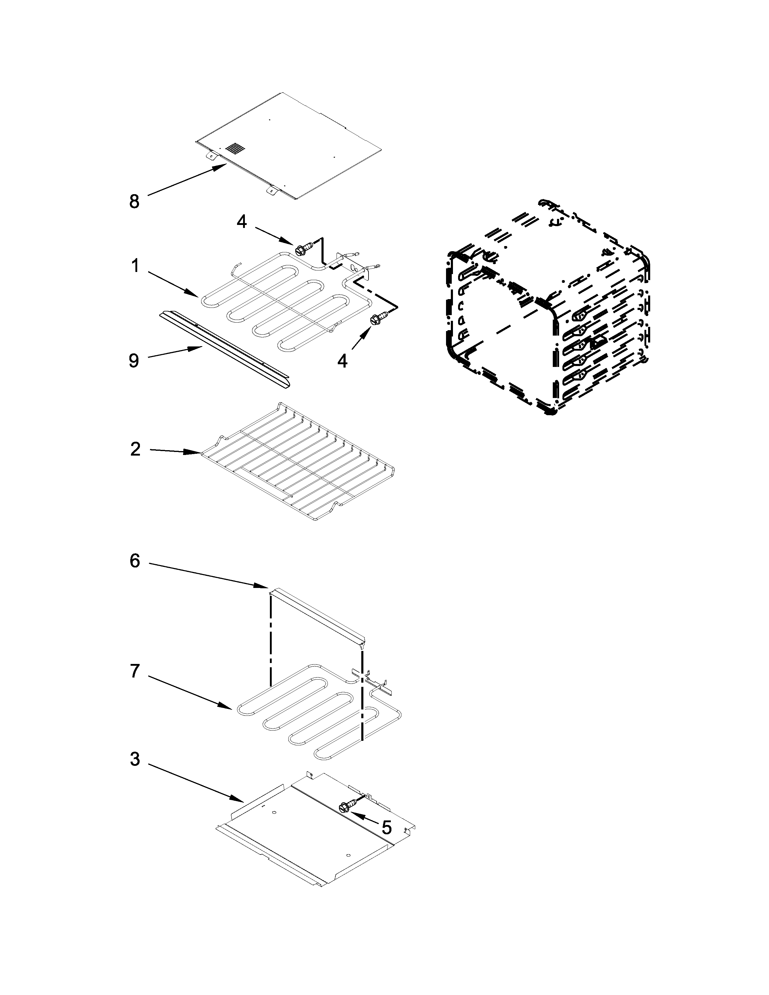 KitchenAid KODT100ESS00 internal oven parts diagram