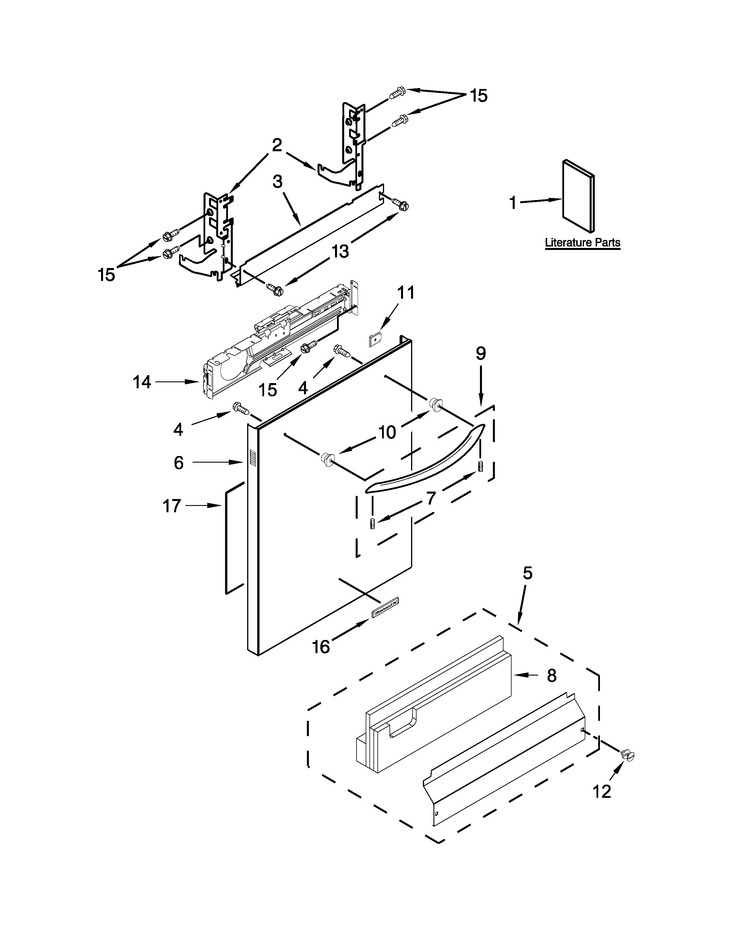KitchenAid KDTE104DSS1 door and panel parts diagram