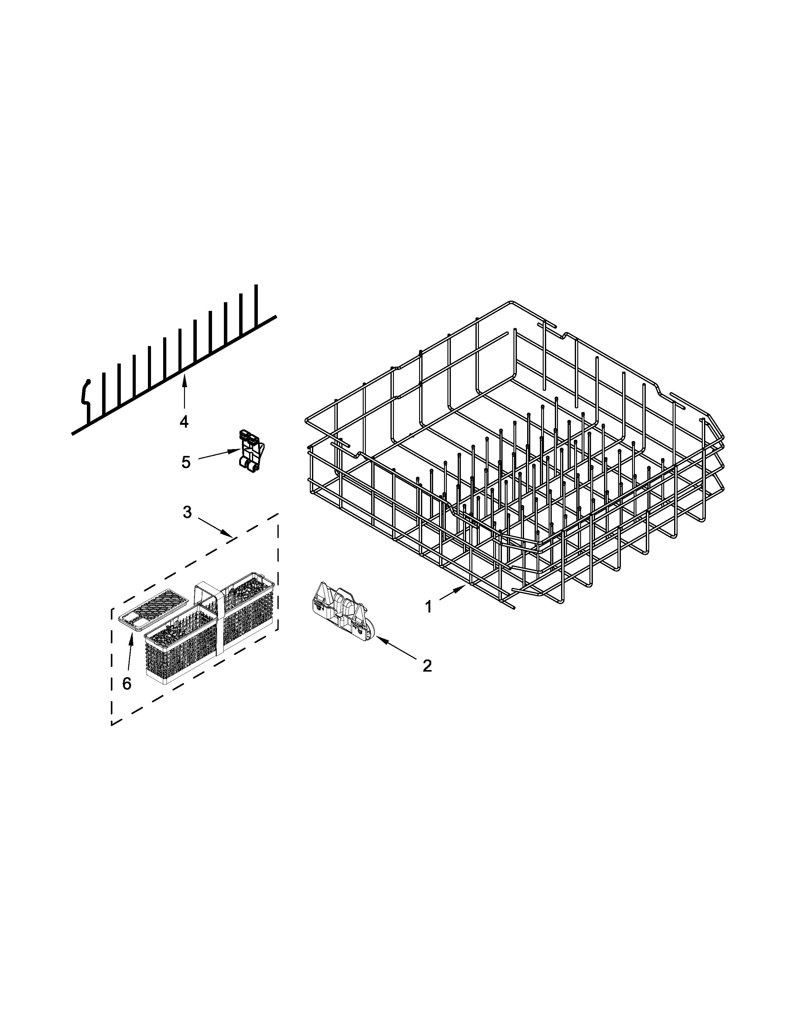 KitchenAid KDTE104DSS1 lower rack parts diagram