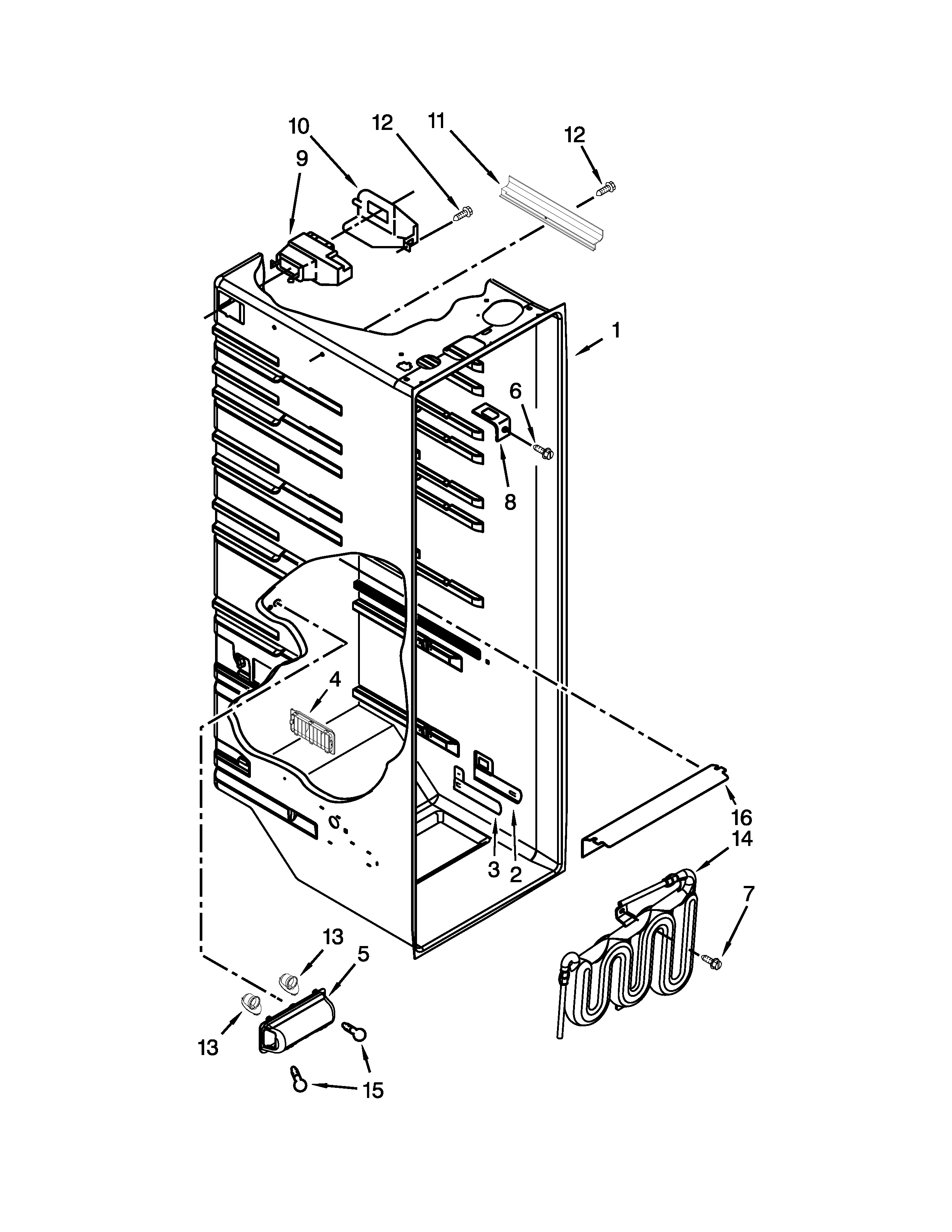 KitchenAid KSRV22FVMS03 refrigerator liner parts diagram