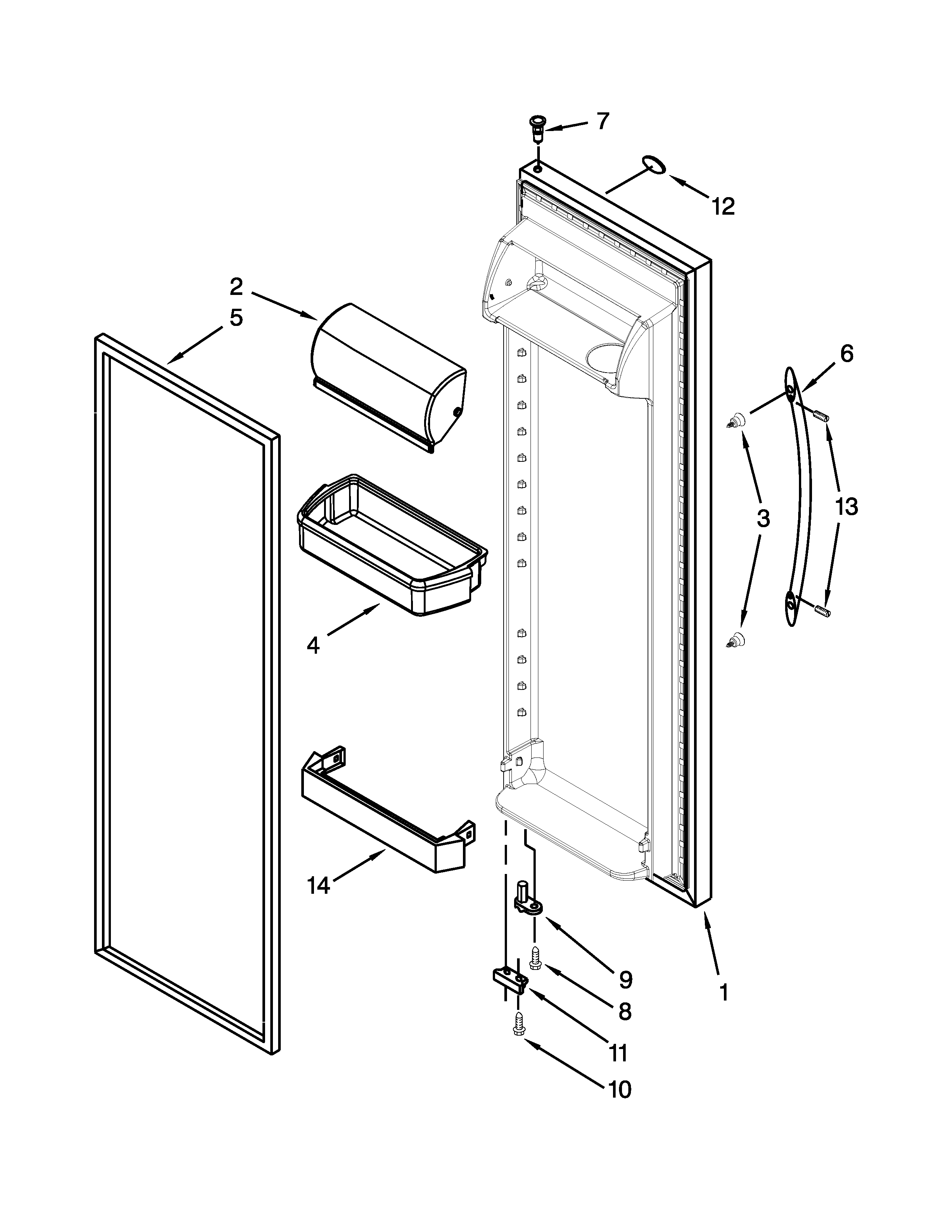KitchenAid KSRV22FVMS03 refrigerator door parts diagram