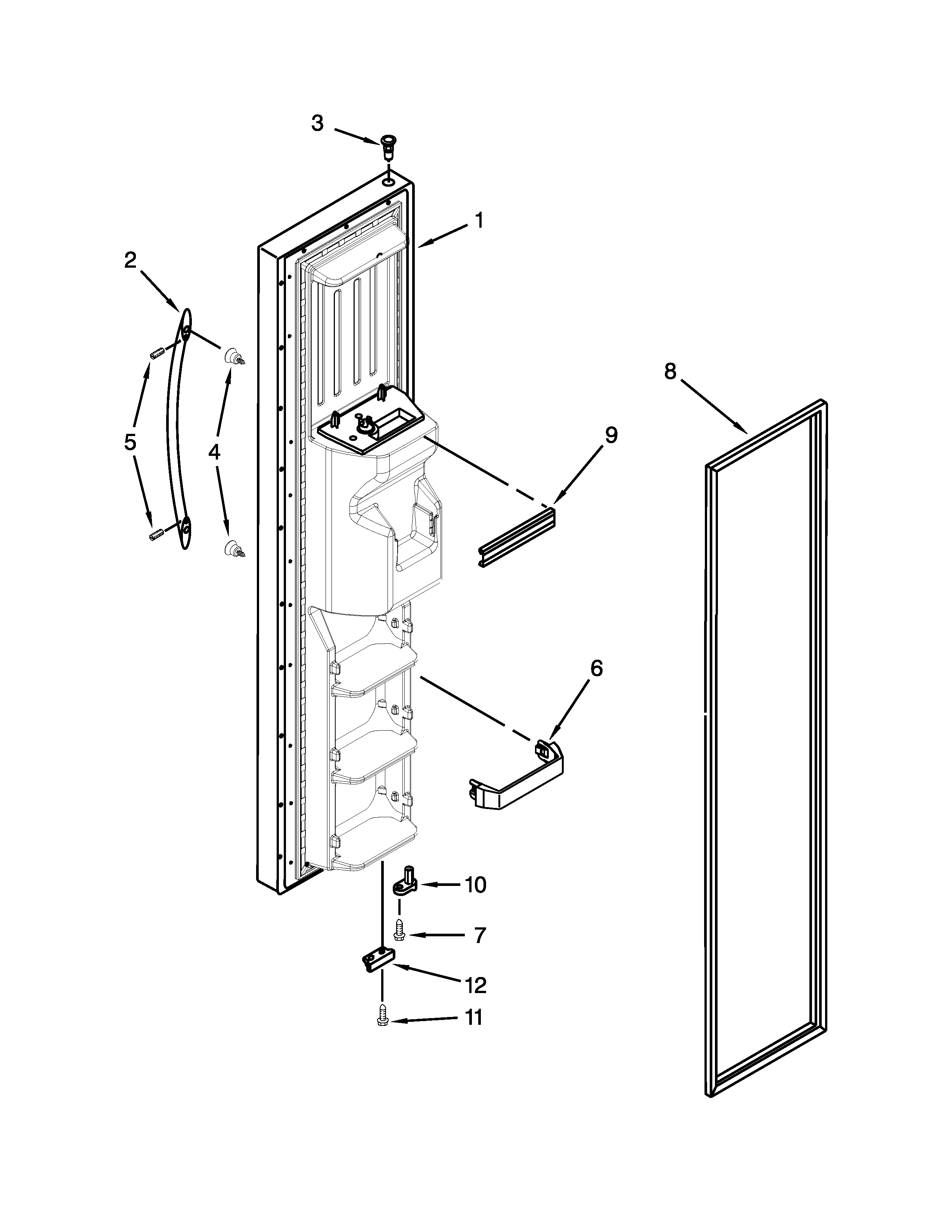 KitchenAid KSRV22FVMS03 freezer door parts diagram