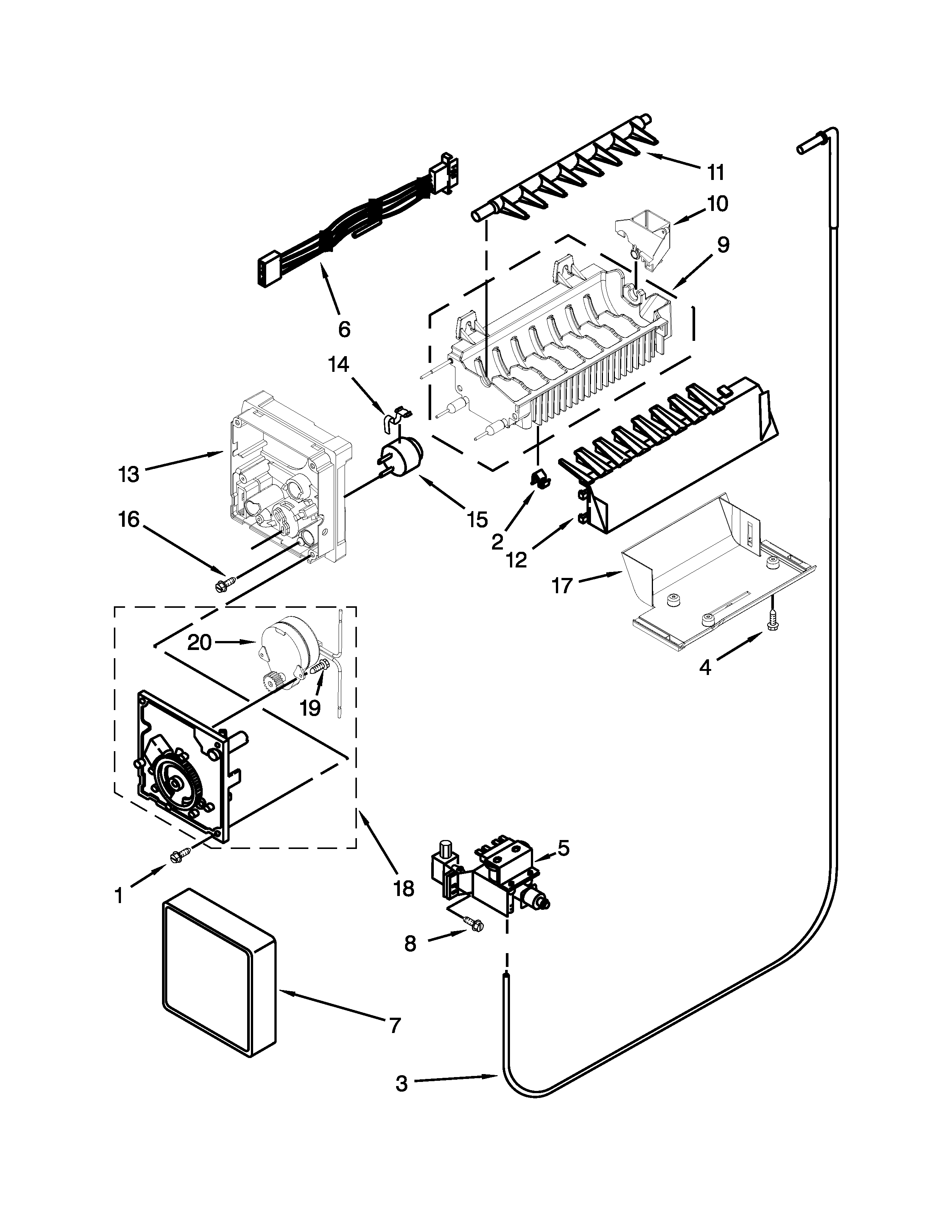 KitchenAid KSRV22FVMS03 ice maker parts diagram
