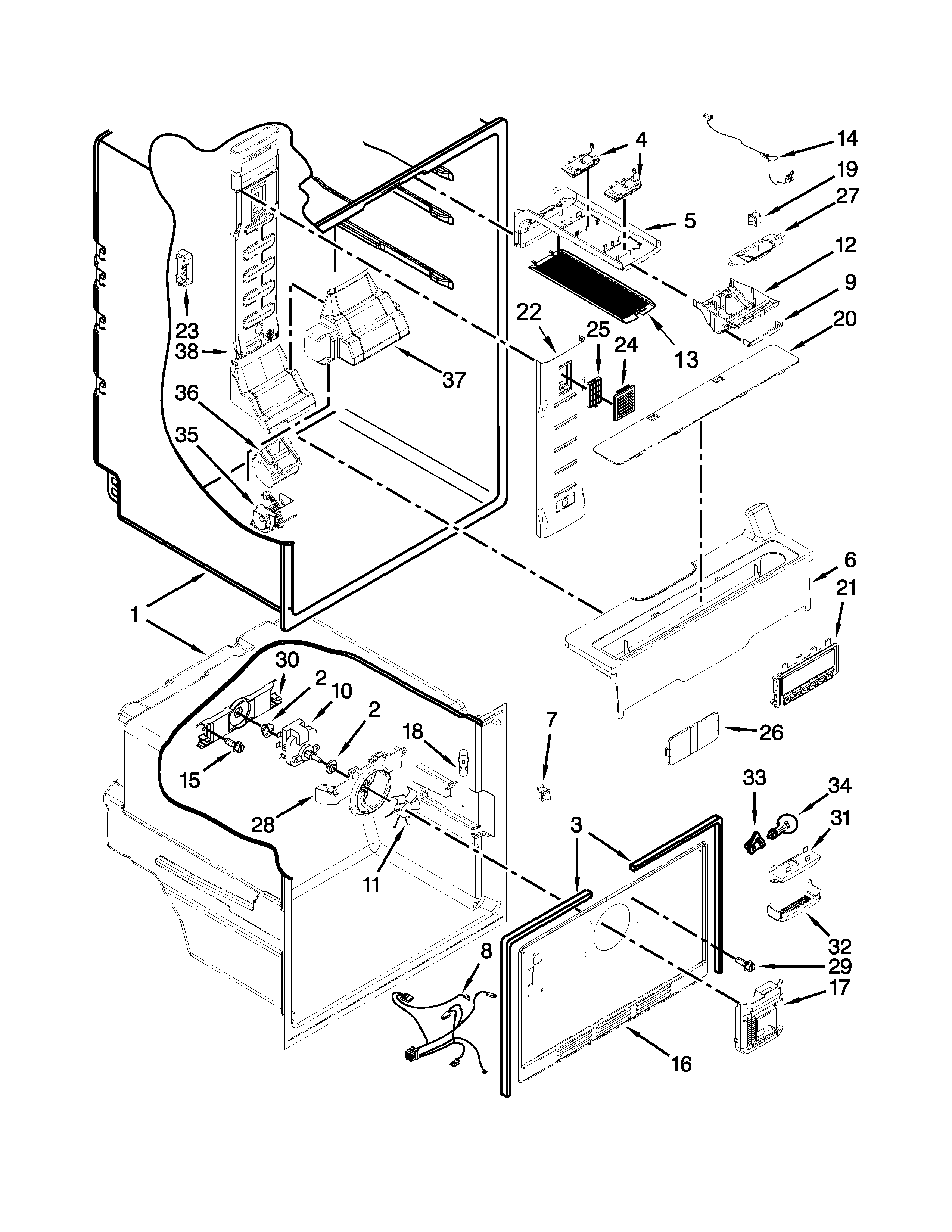 Whirlpool WRF560SMYB00 liner parts diagram