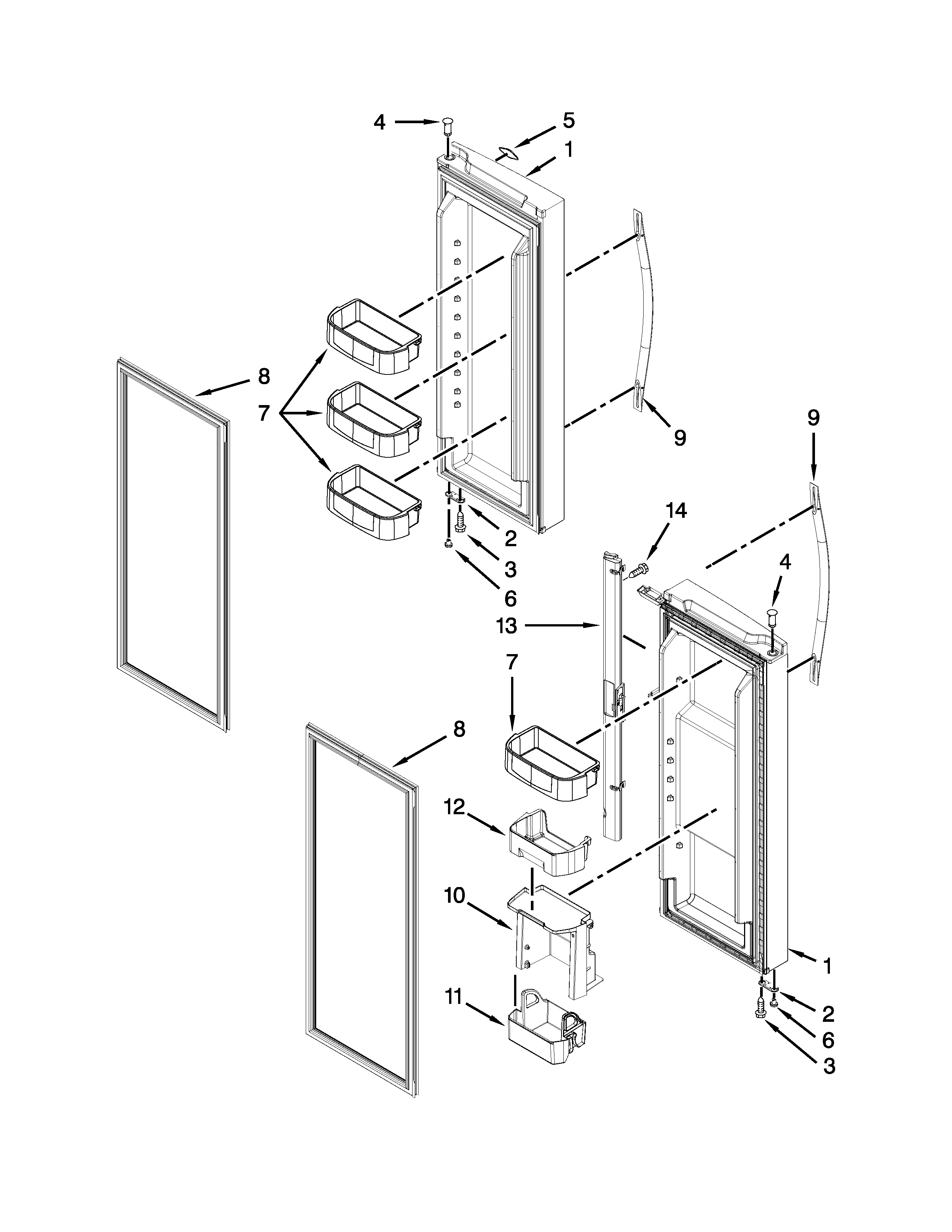 Whirlpool WRF560SMYB00 refrigerator door parts diagram
