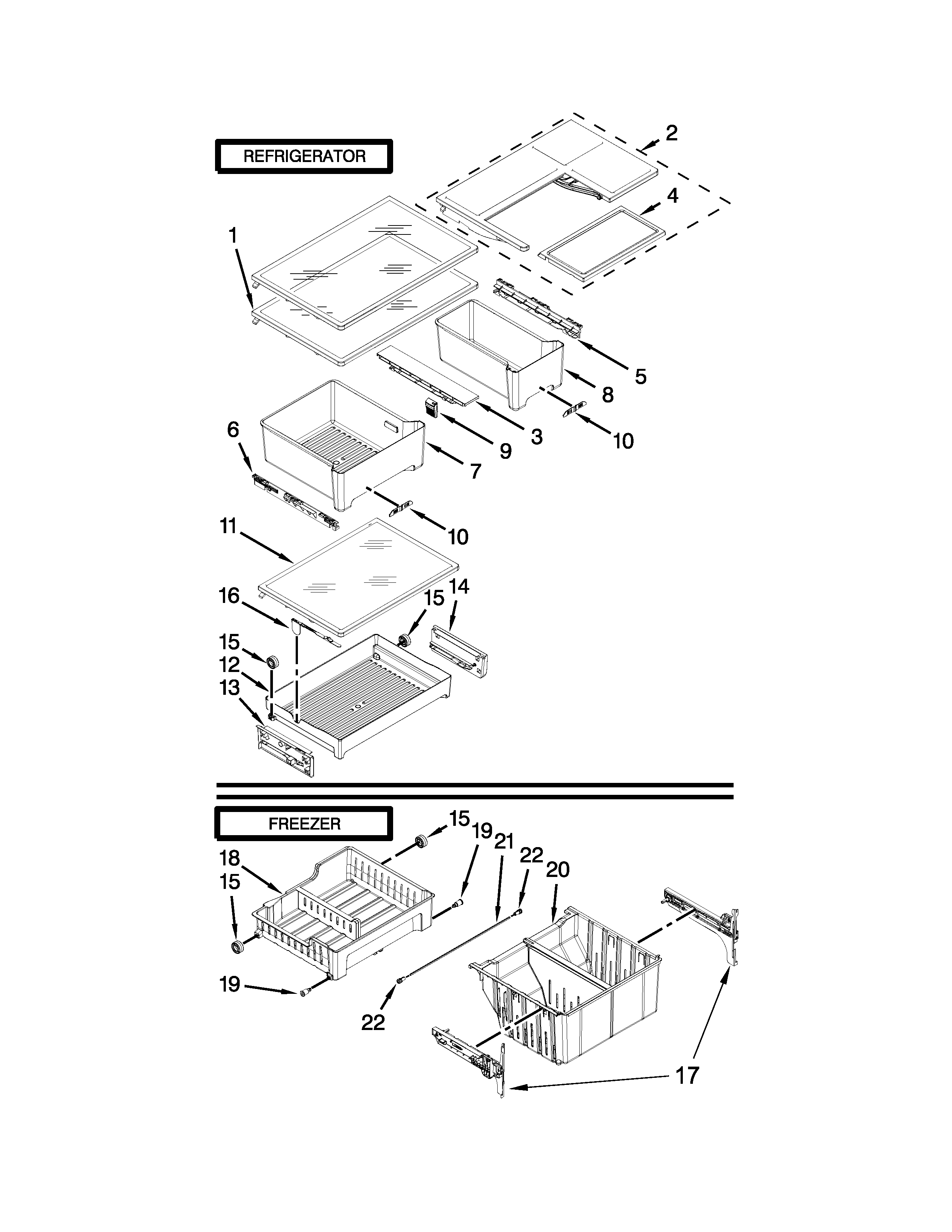 Whirlpool WRF560SMYB00 shelf parts diagram