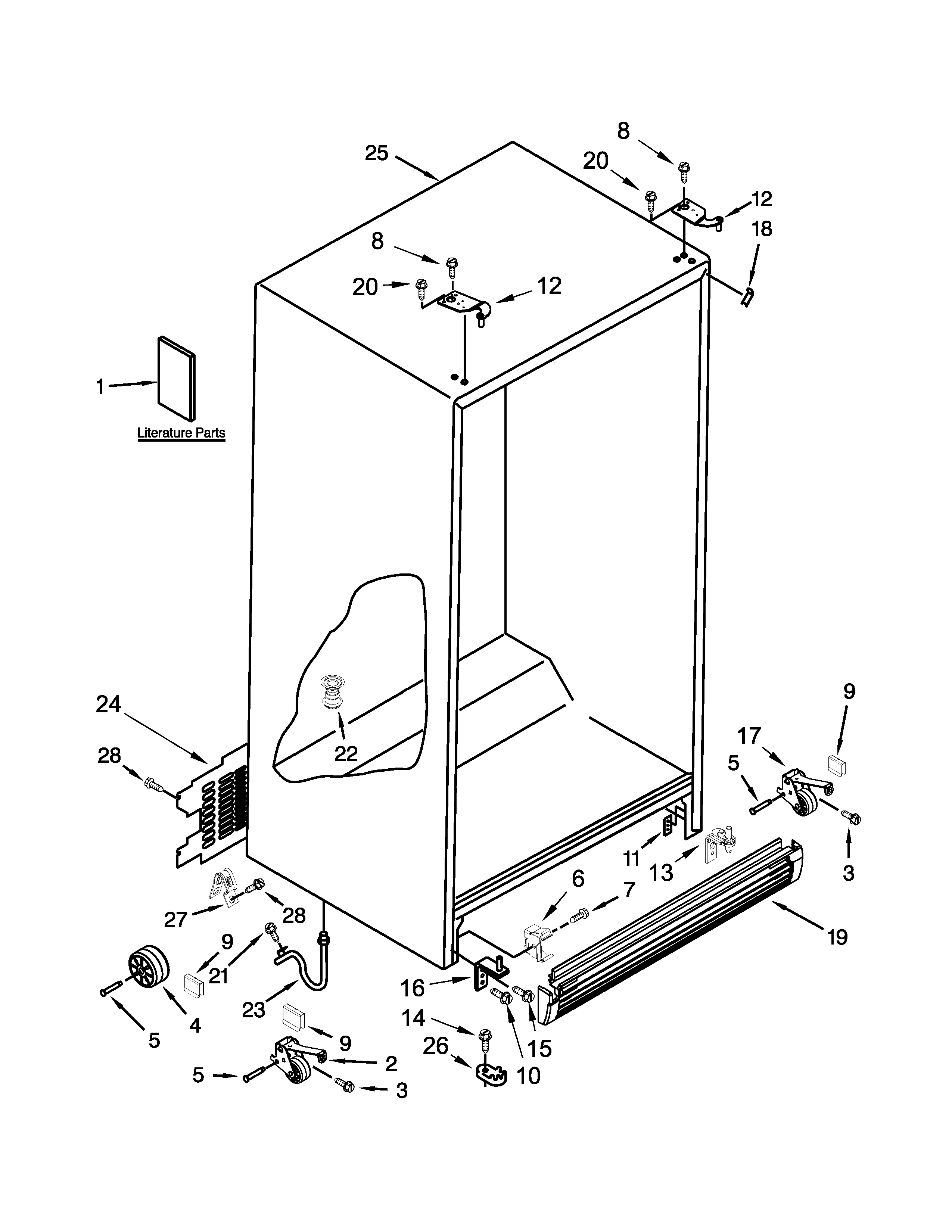 Whirlpool WRS325FNAM00 cabinet parts diagram