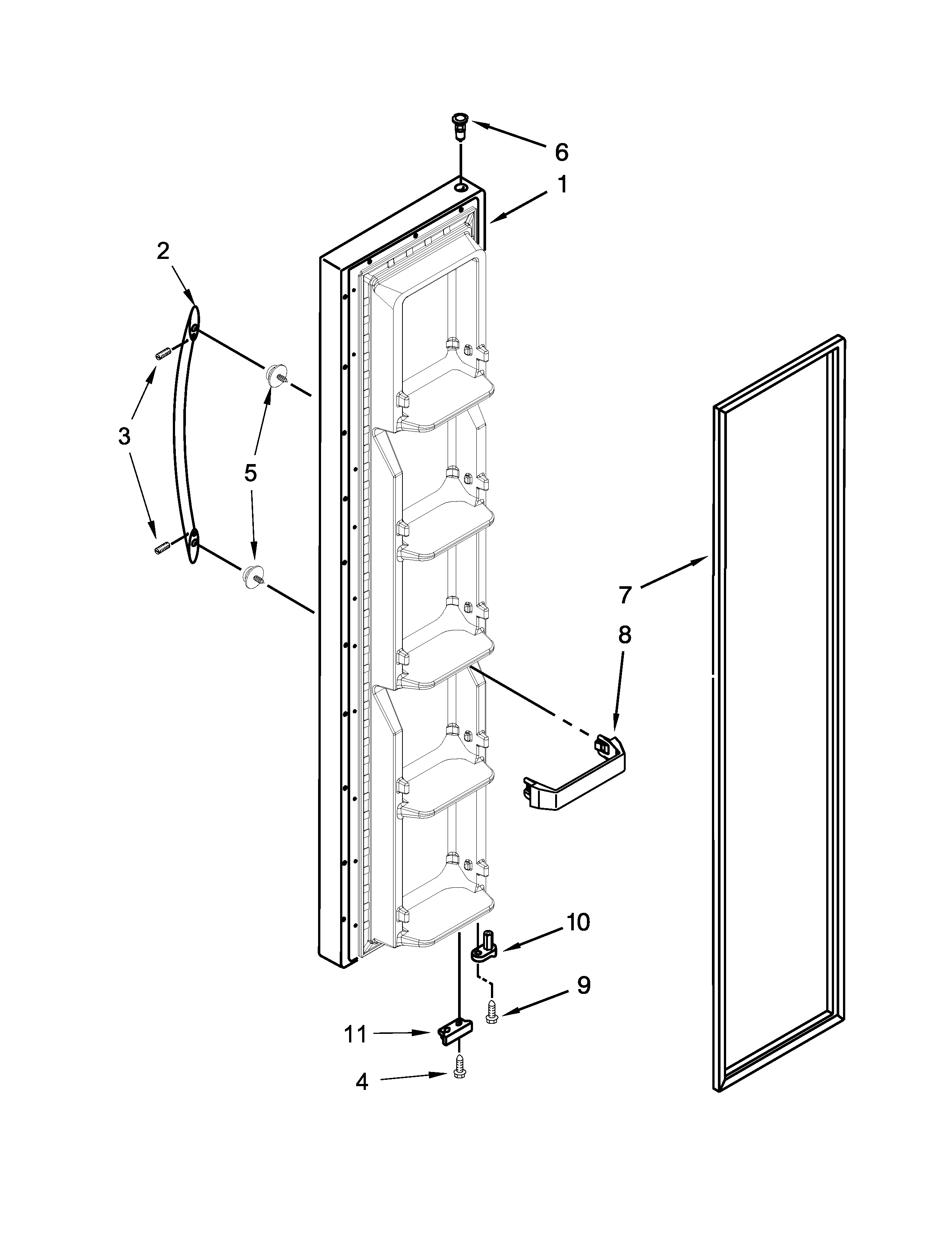 Whirlpool WRS325FNAM00 freezer door parts diagram