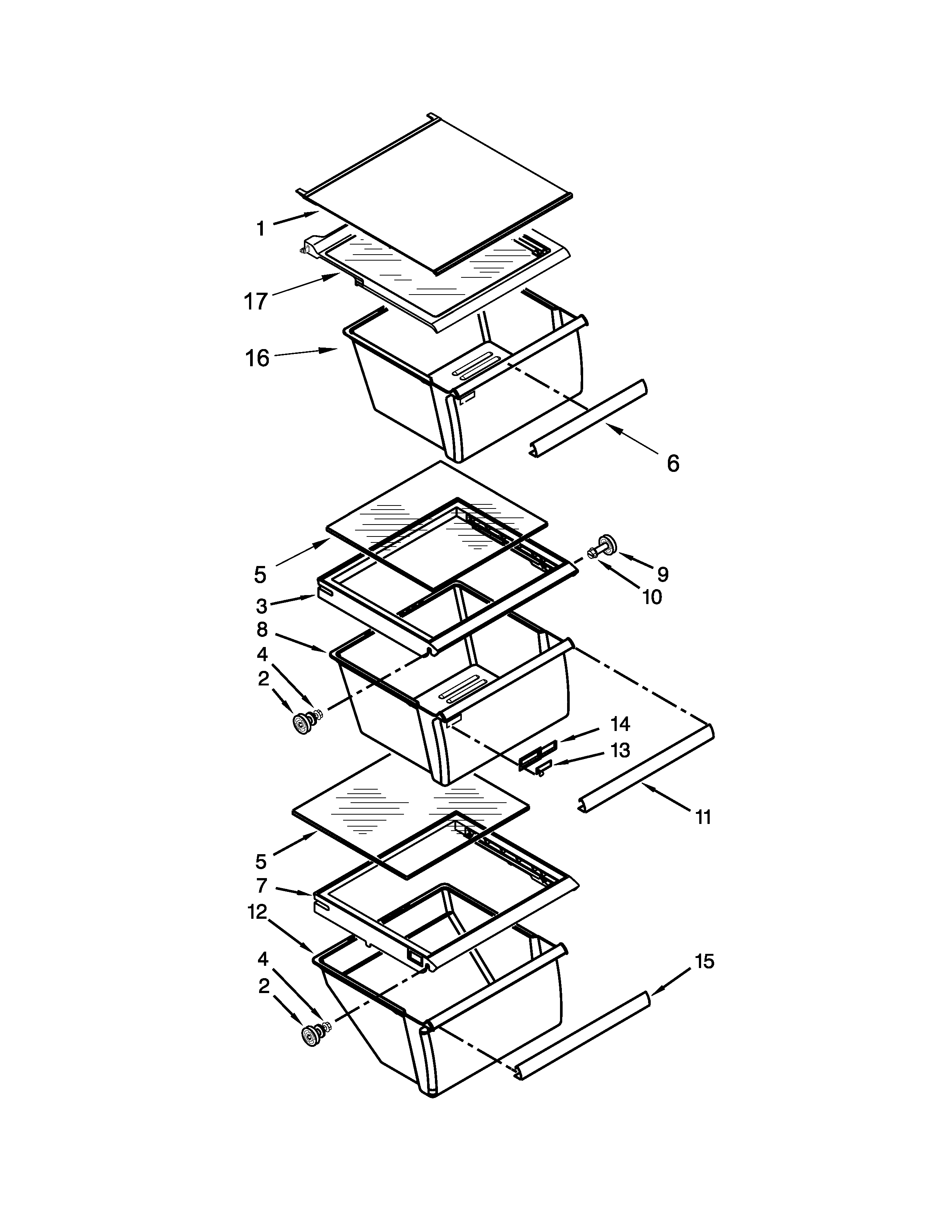 Whirlpool WRS3L5FNDM00 refrigerator shelf parts diagram