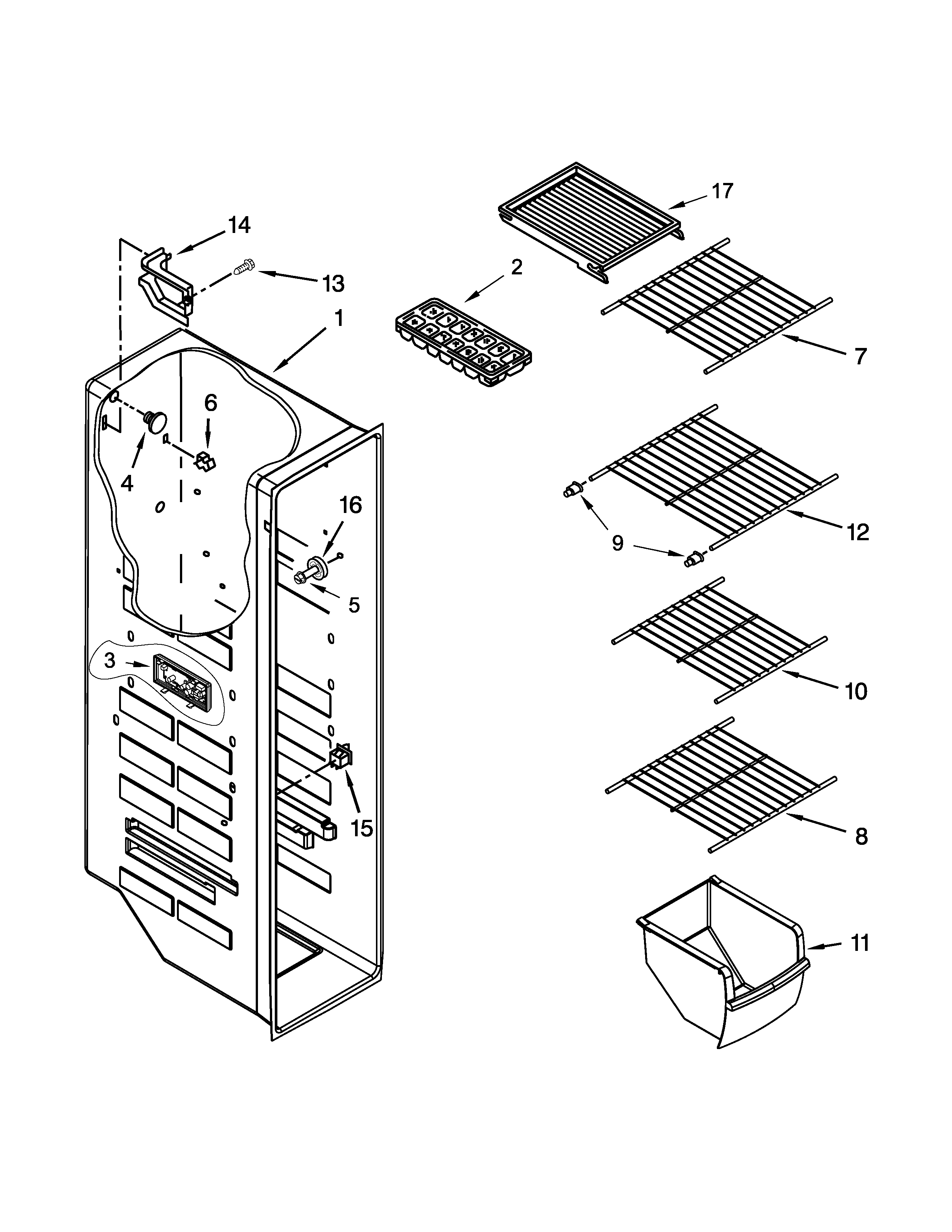 Whirlpool WRS3L5FNDM00 freezer liner parts diagram