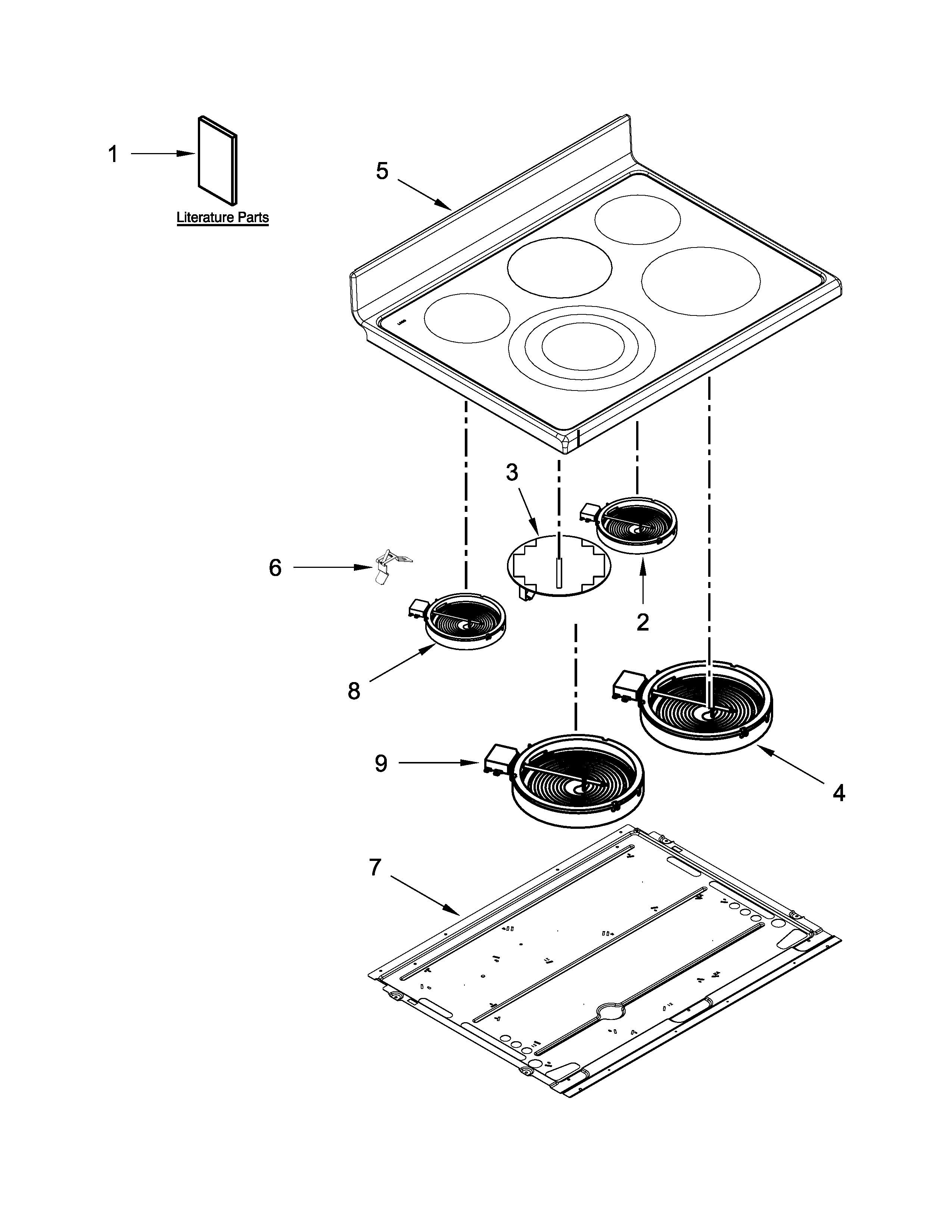 KitchenAid YKFED500ESS0 cooktop parts diagram