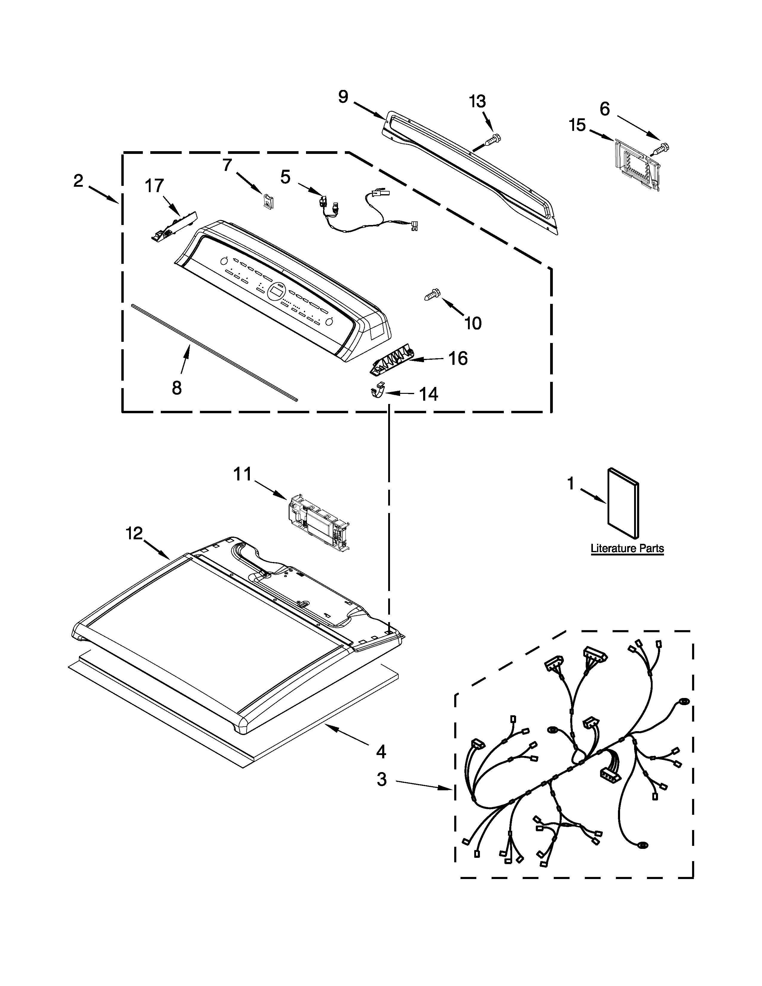 Whirlpool YWED8000DW1 top and console parts diagram