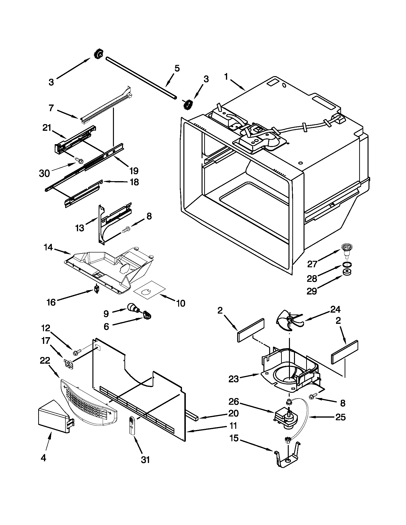 Maytag MBF1958XEW3 freezer liner parts diagram