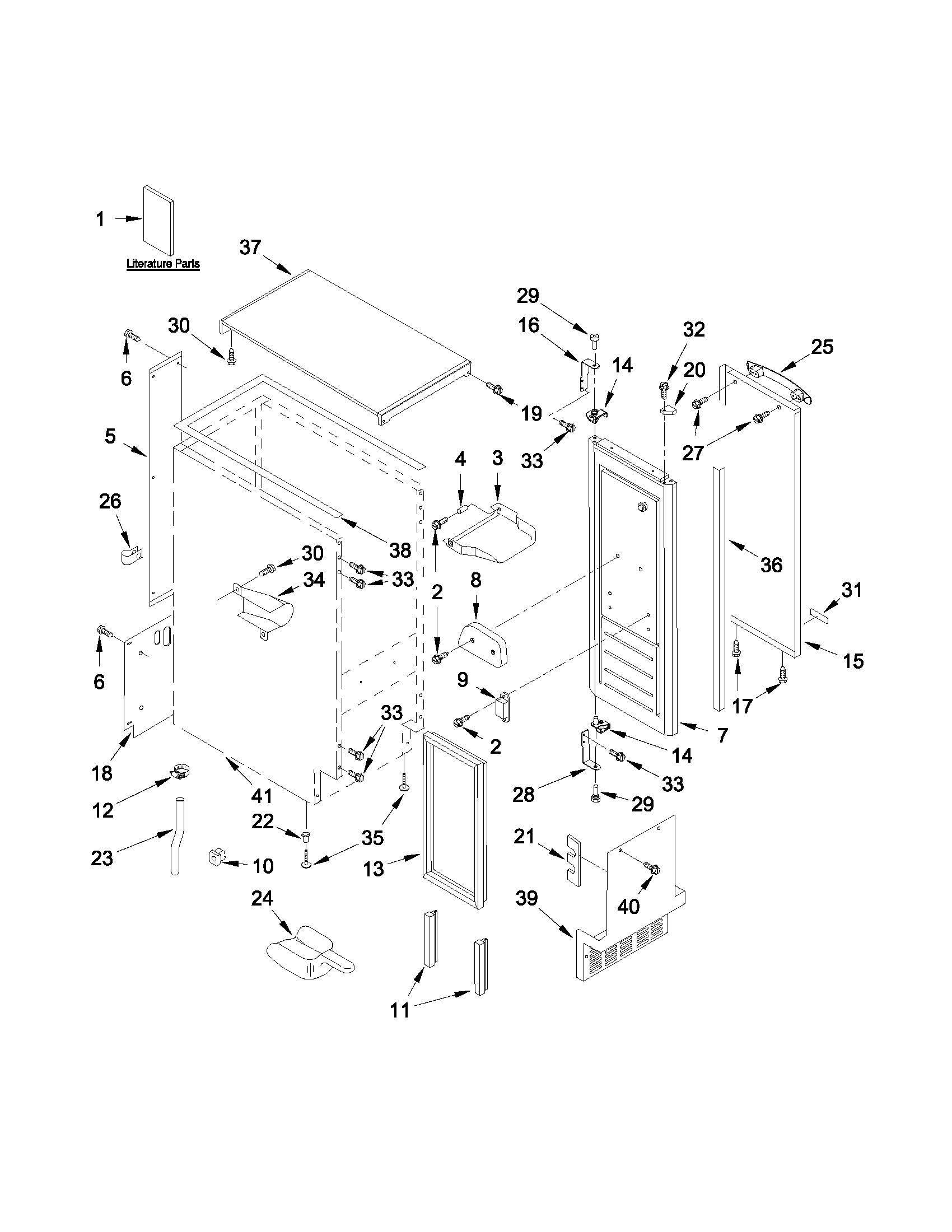 Jenn-Air JIM158XYRS0 cabinet, door and liner parts diagram