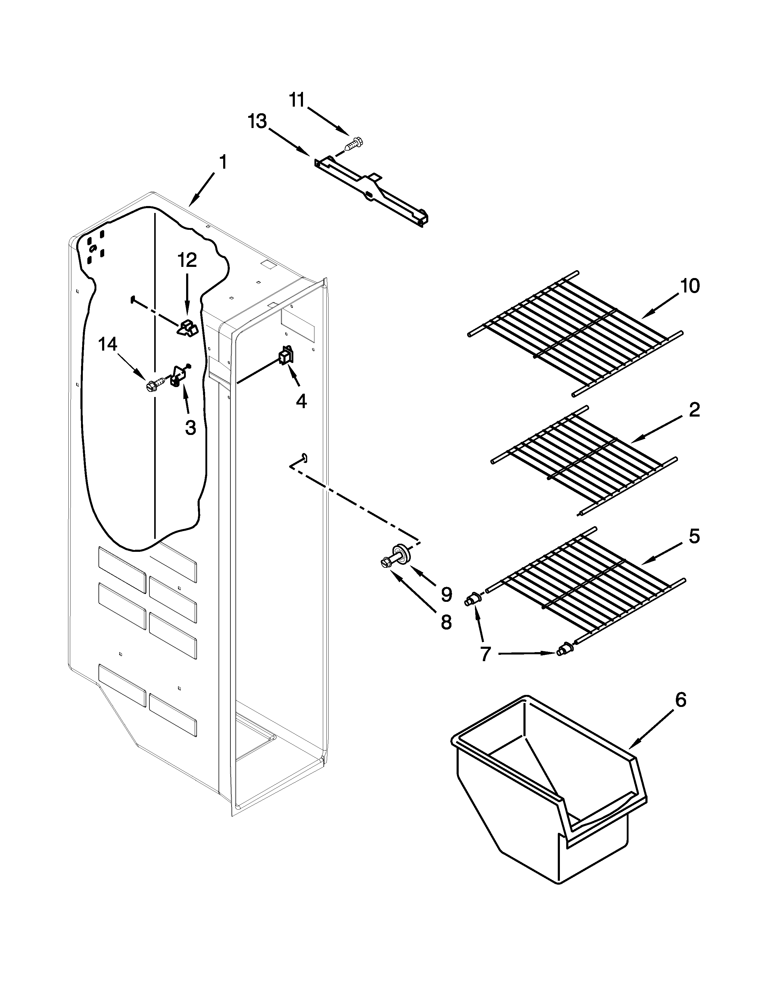 Whirlpool WRS325FDAW02 freezer liner parts diagram