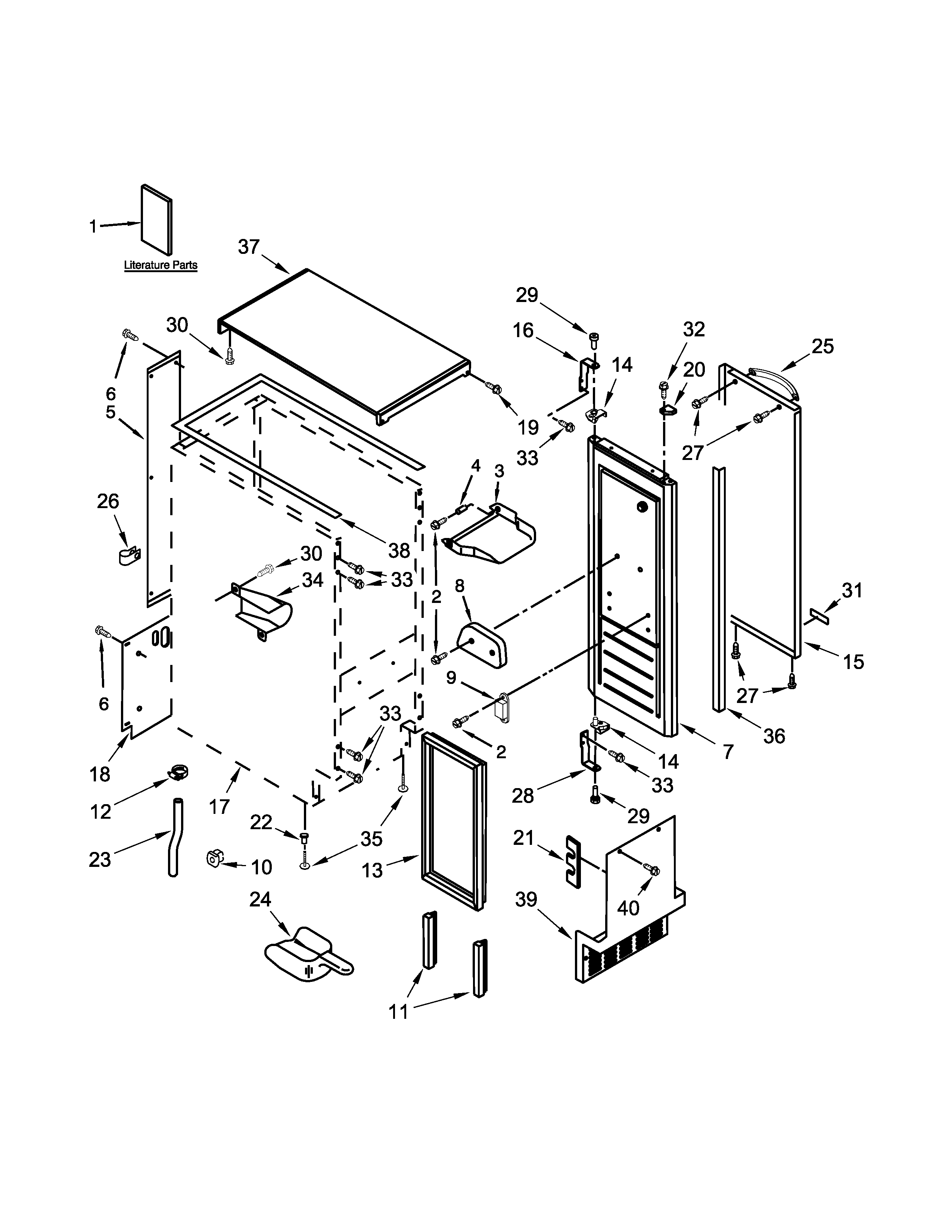 KitchenAid KUIC15NHZS0 cabinet, door and liner parts diagram