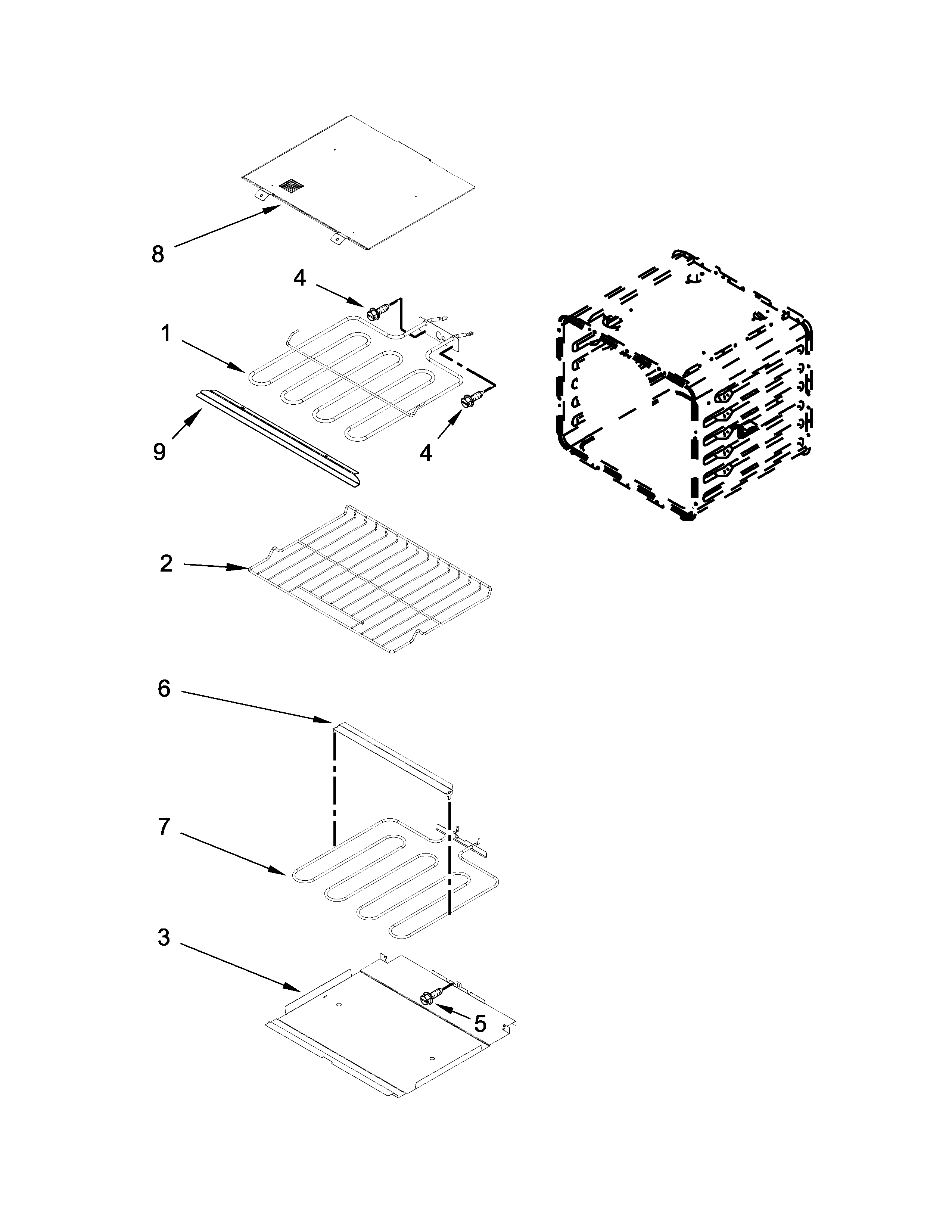 KitchenAid KOST107ESS00 internal oven parts diagram