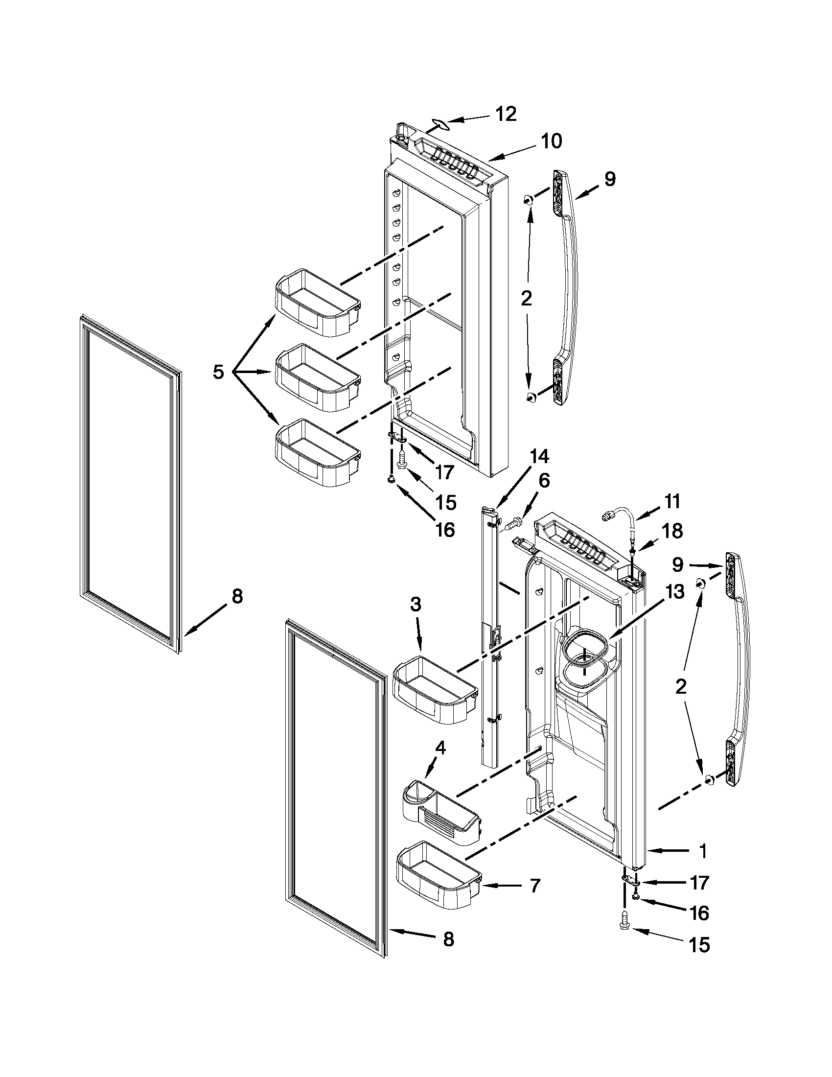 Maytag MFI2670XEM7 refrigerator door parts diagram