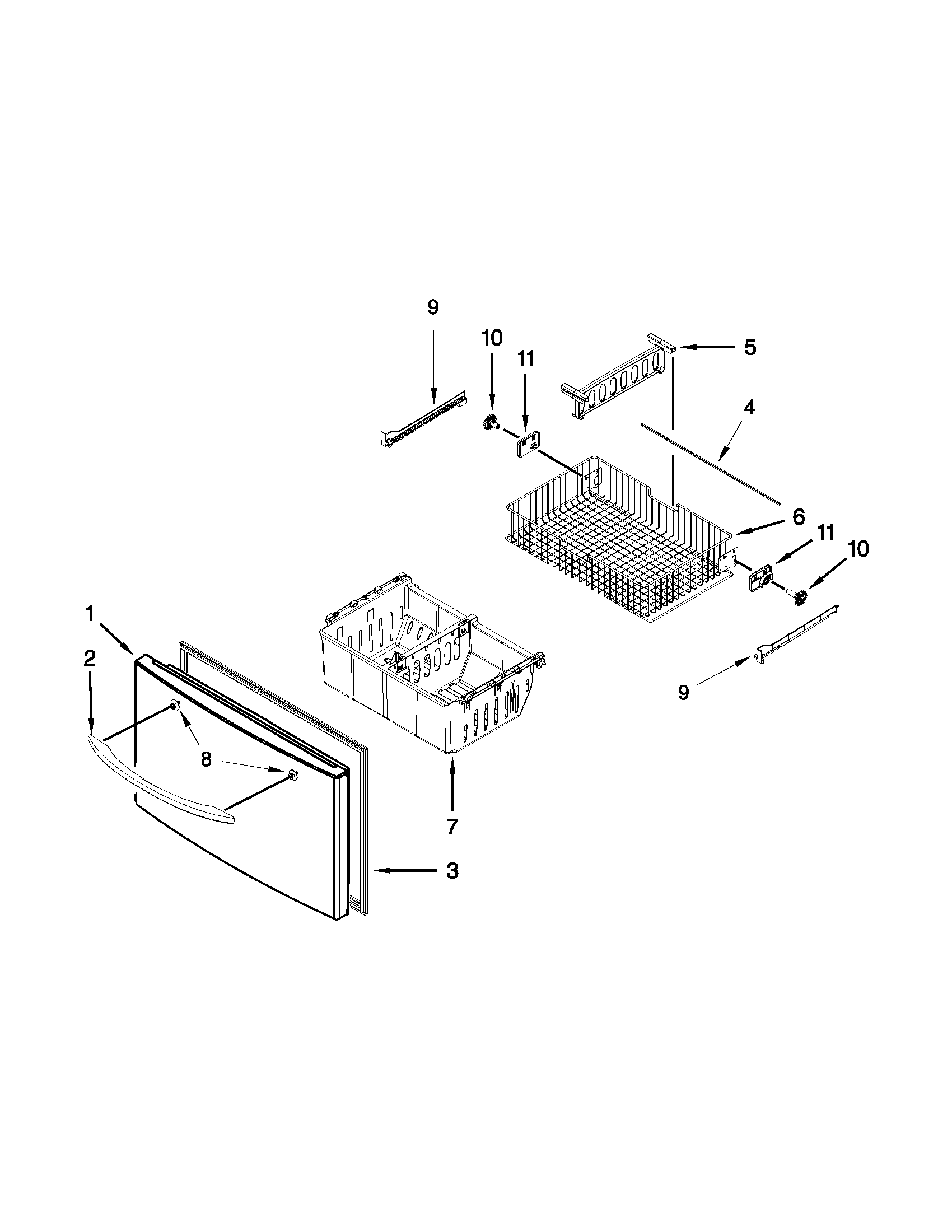 Maytag MFI2670XEM7 freezer door parts diagram