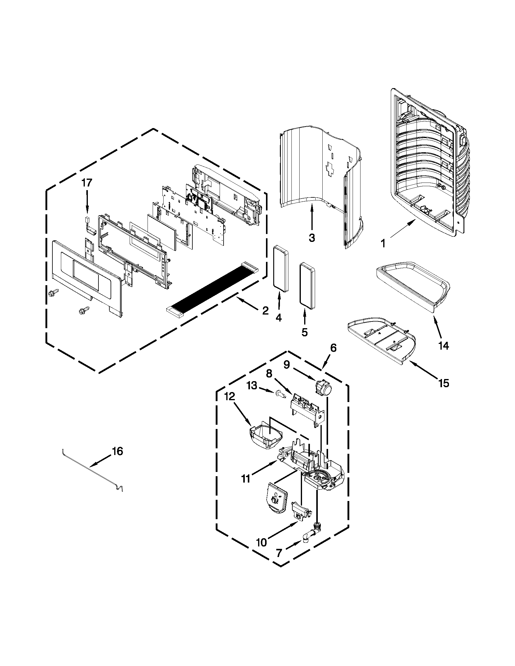 Maytag MFI2670XEM7 dispenser front parts diagram