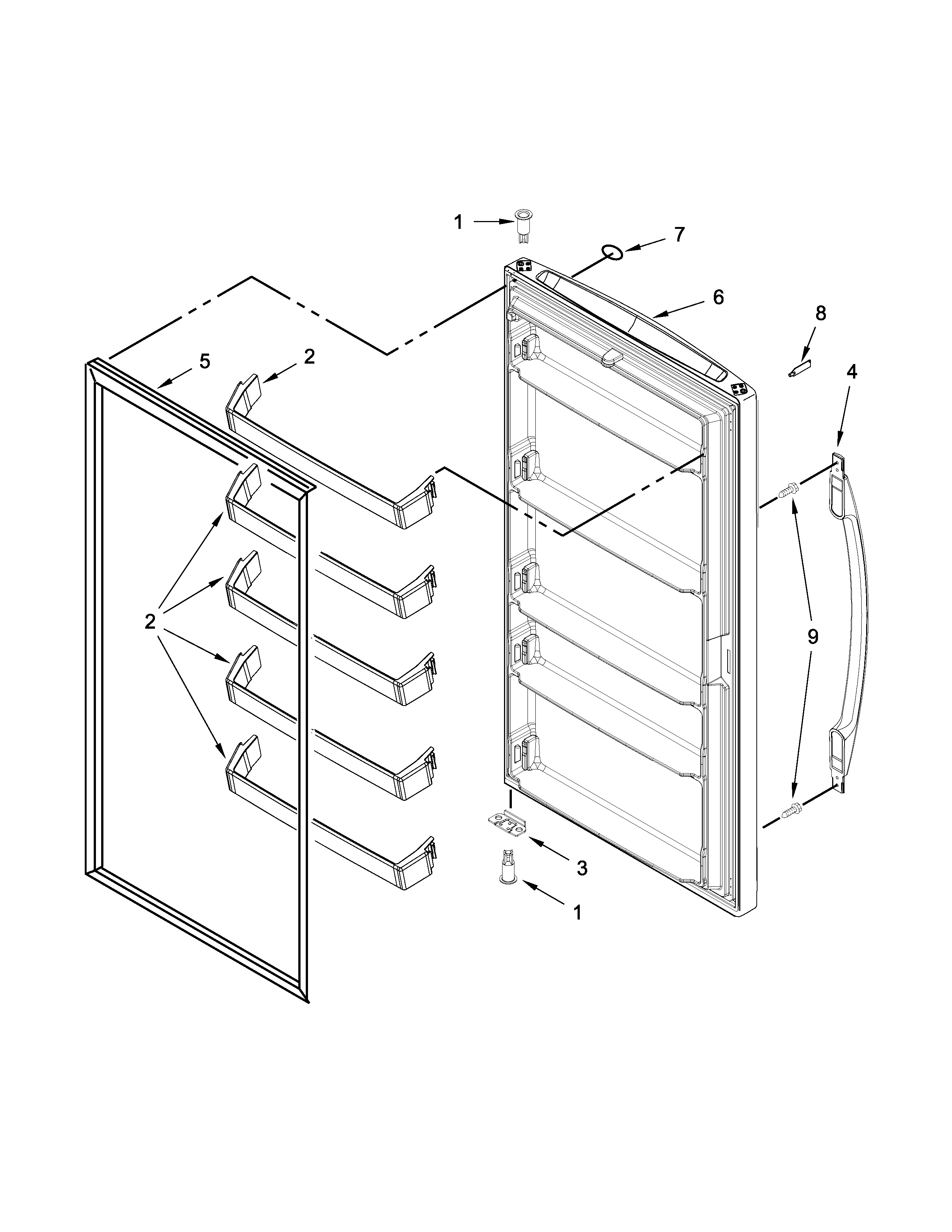 Whirlpool WZF56R16DW00 door parts diagram