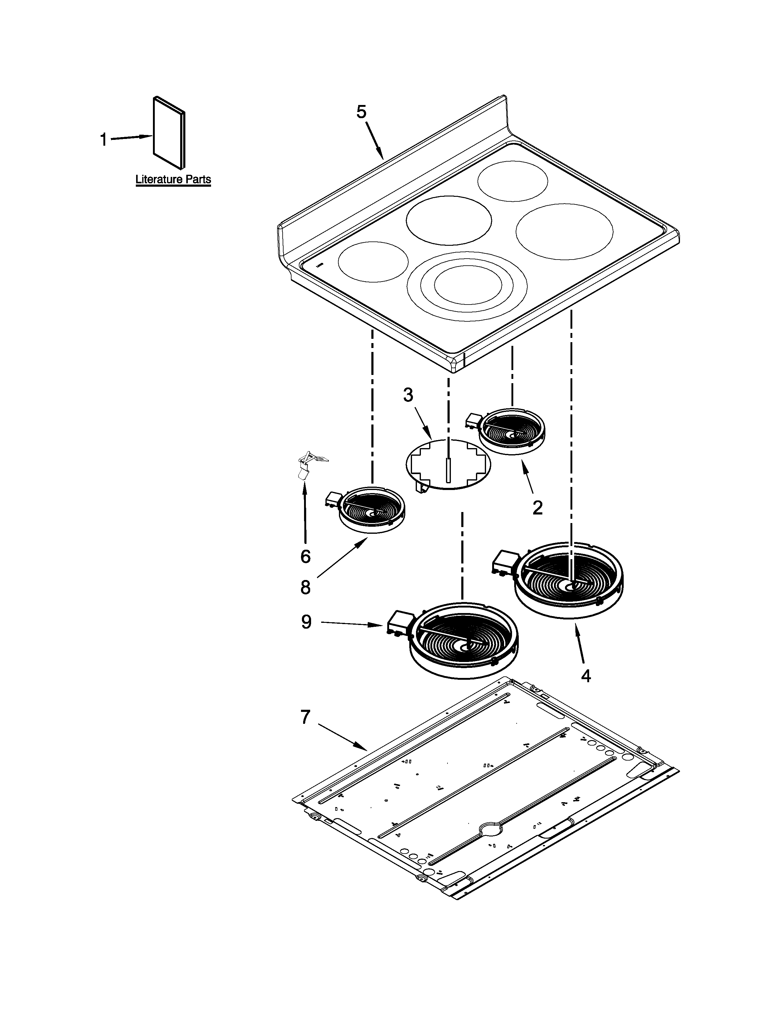 KitchenAid KFED500EWH00 cooktop parts diagram