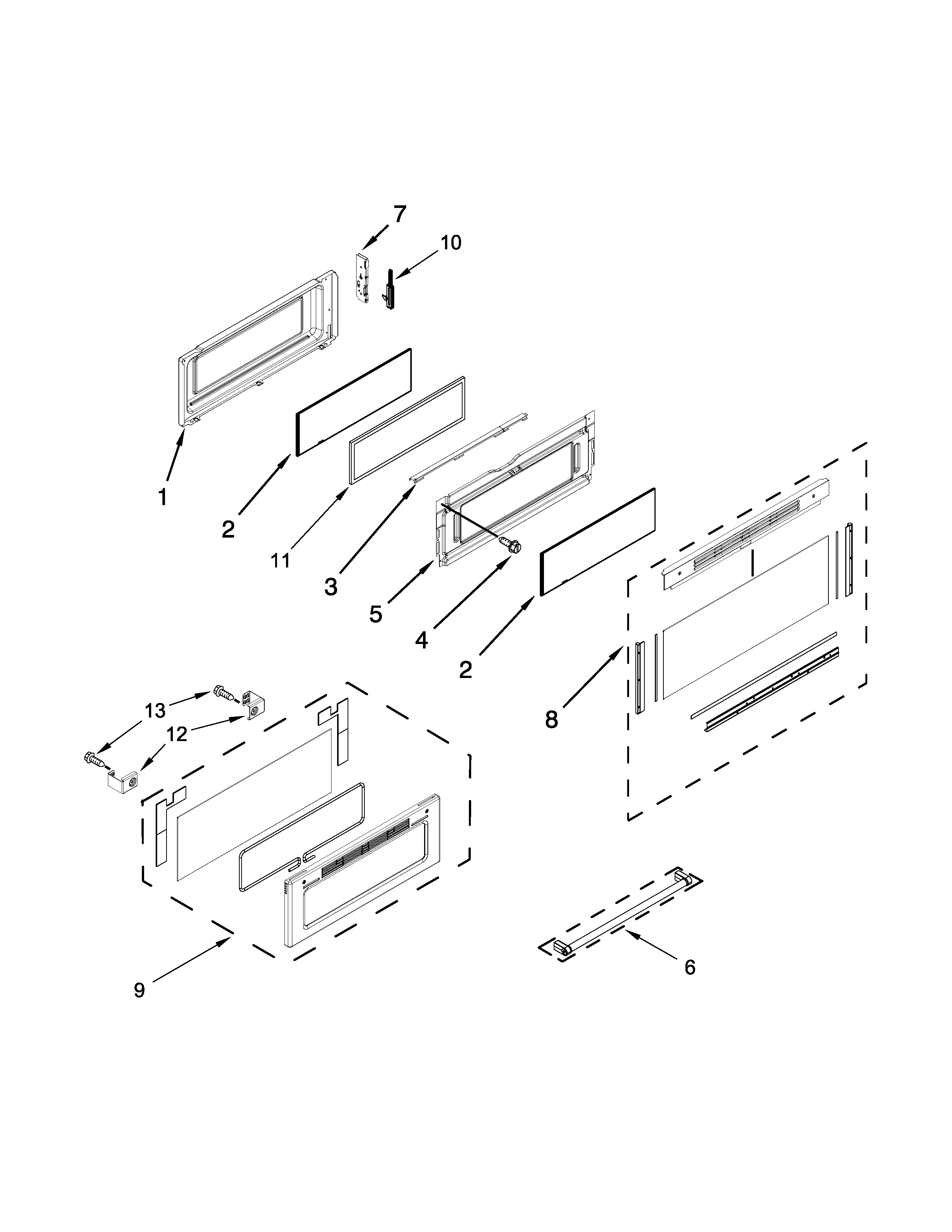 KitchenAid KFED500EWH00 upper door parts diagram