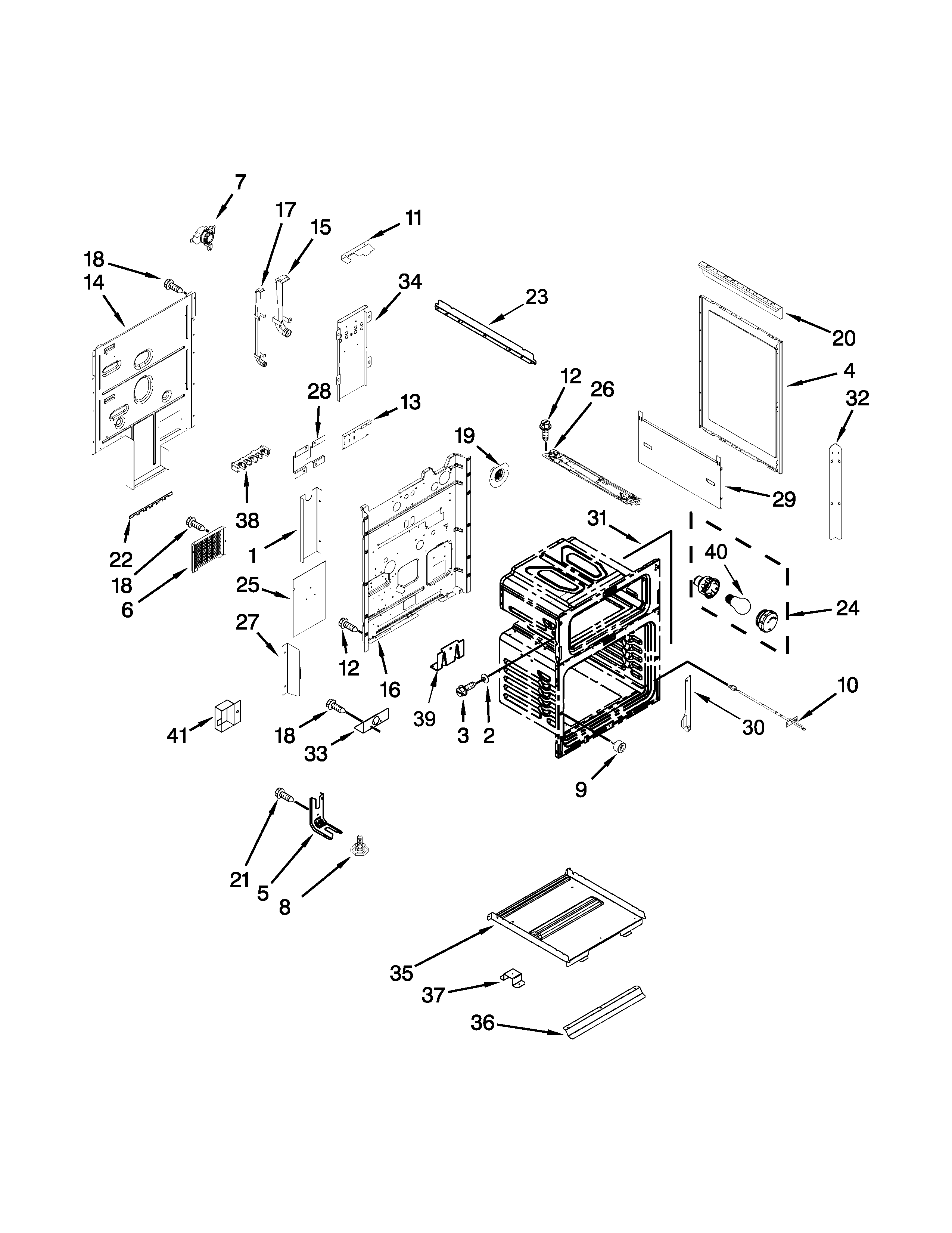 Whirlpool WGE755C0BS01 chassis parts diagram